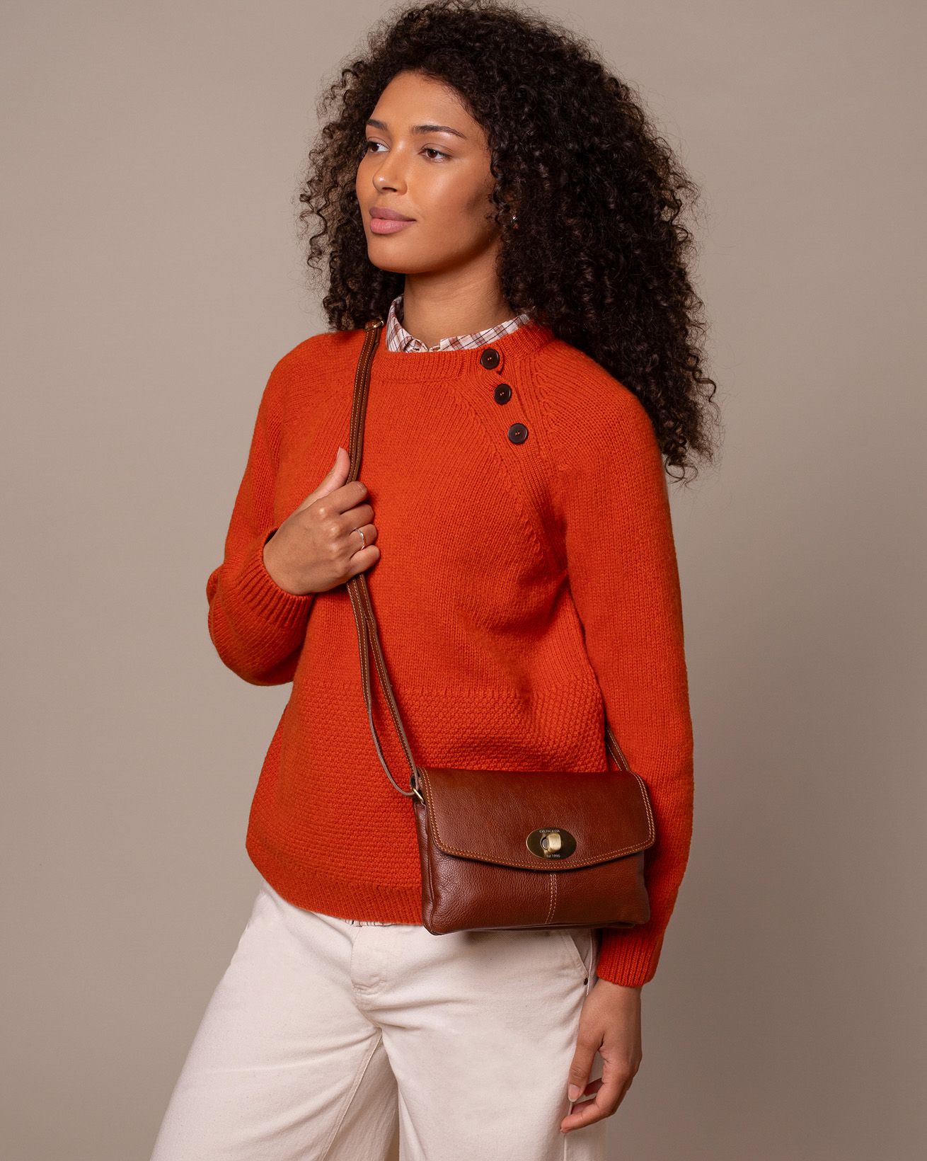 Twist Lock Rectangle Cross Body Bag