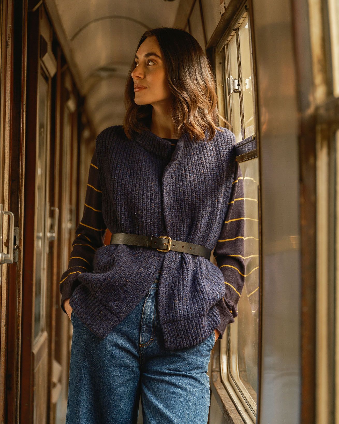 Donegal Ribbed Sleeveless Cardigan