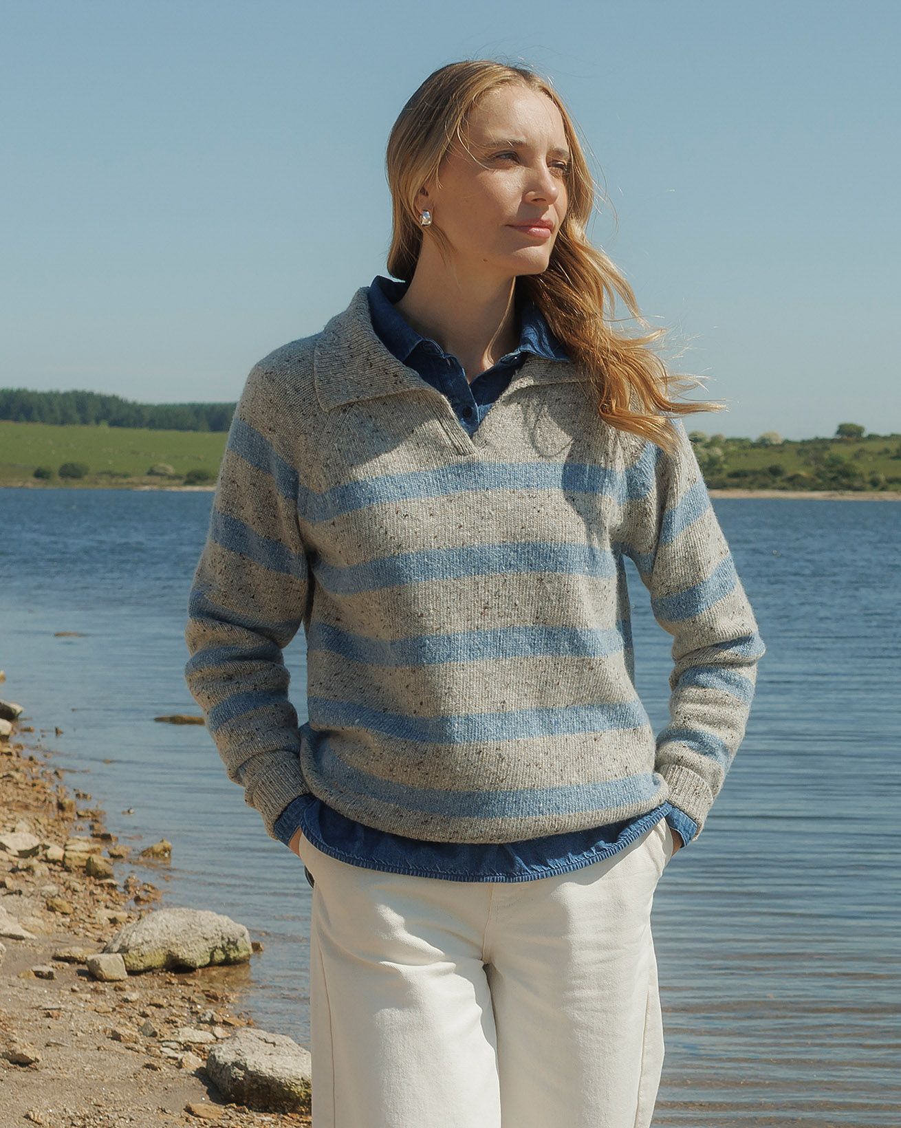 Donegal Striped Polo Jumper