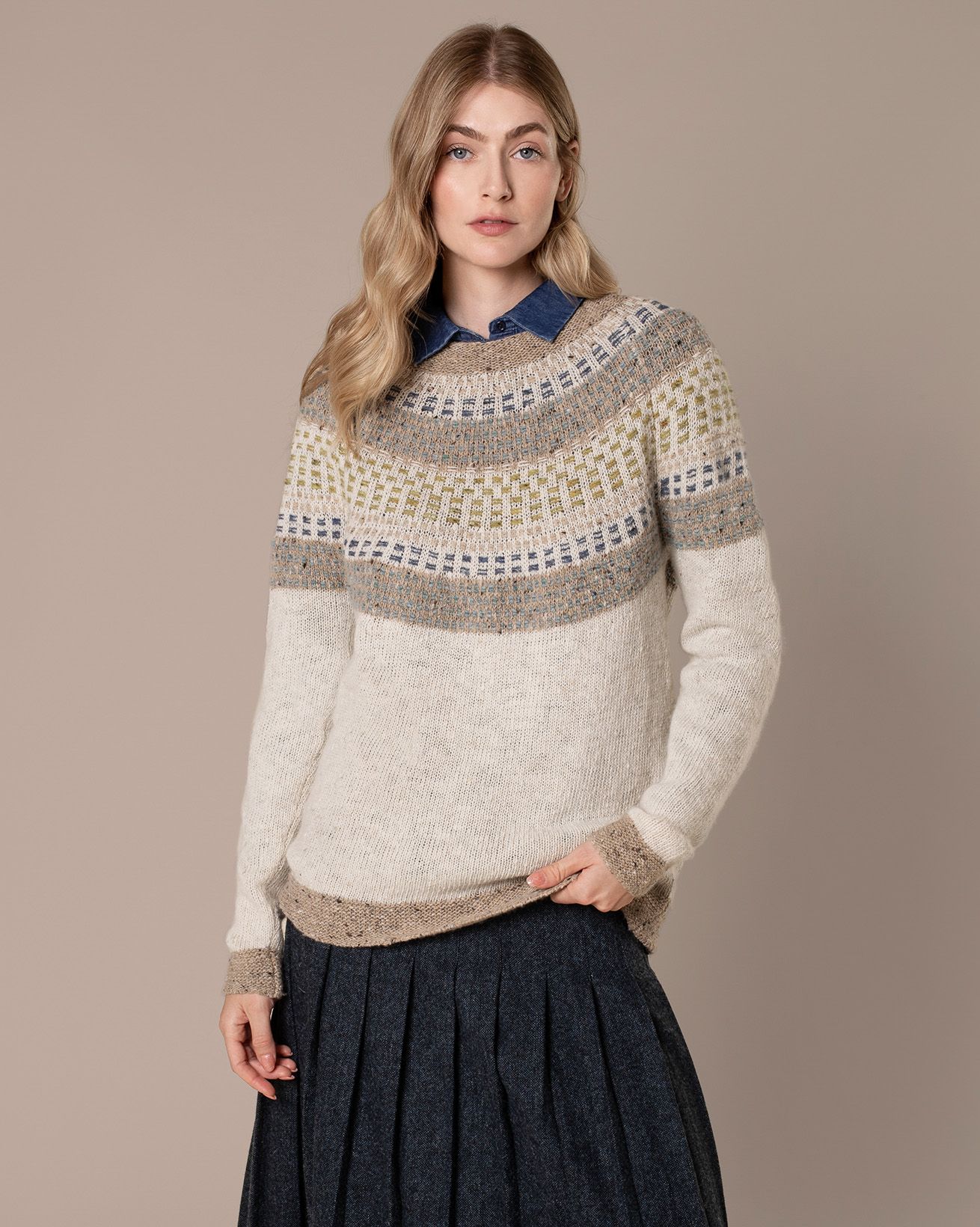 Float Stitch Yoke Donegal Jumper
