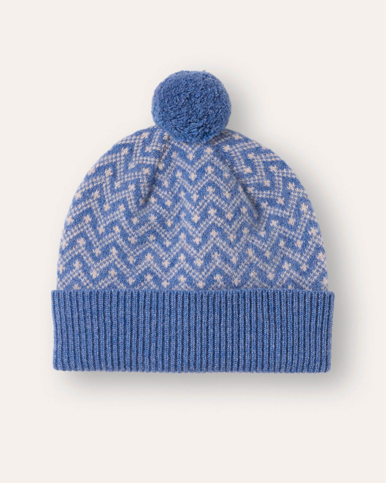 Lambswool Ripple Fair Isle Bobble Hat