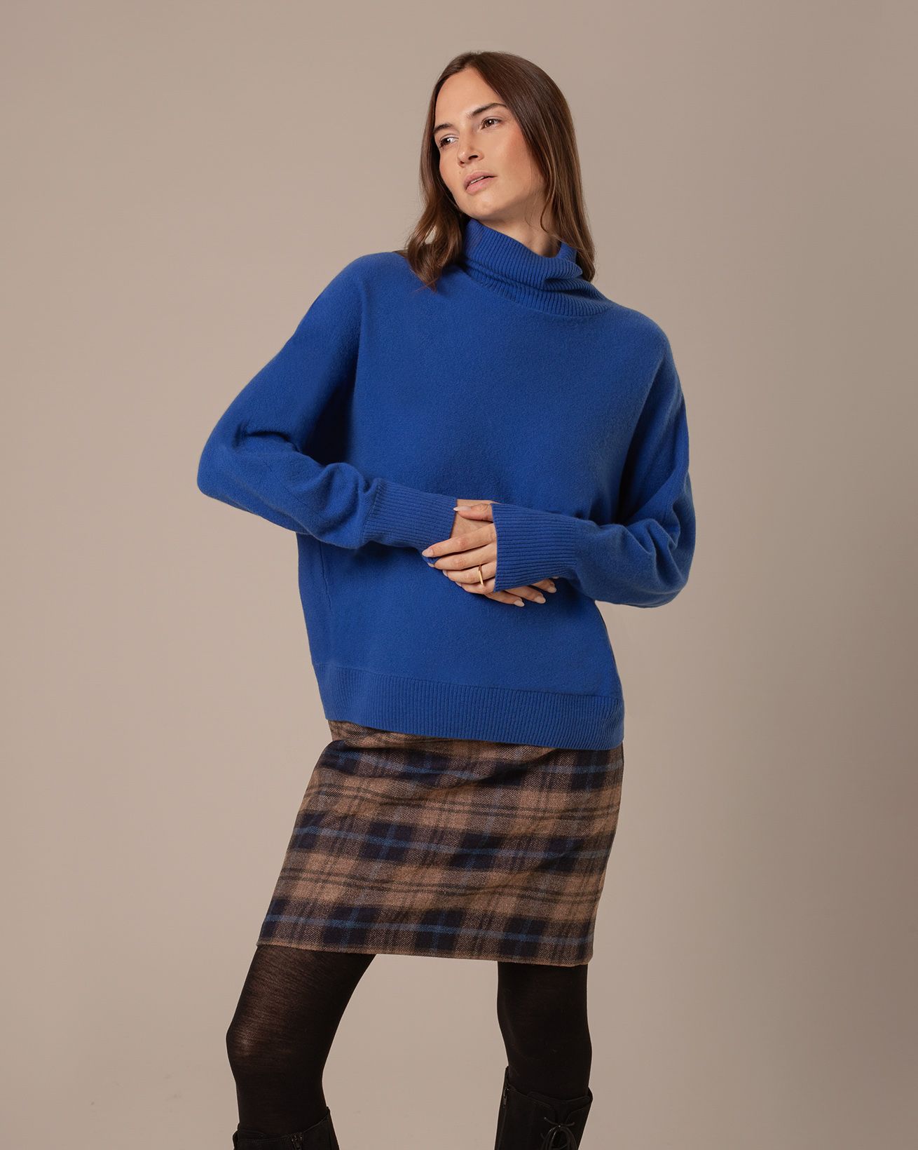 Lambswool Roll Neck Dolman Jumper
