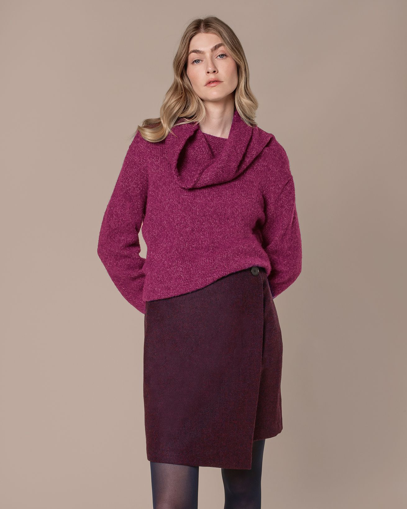 Alpaca / Silk Blend Cowl Neck Jumper