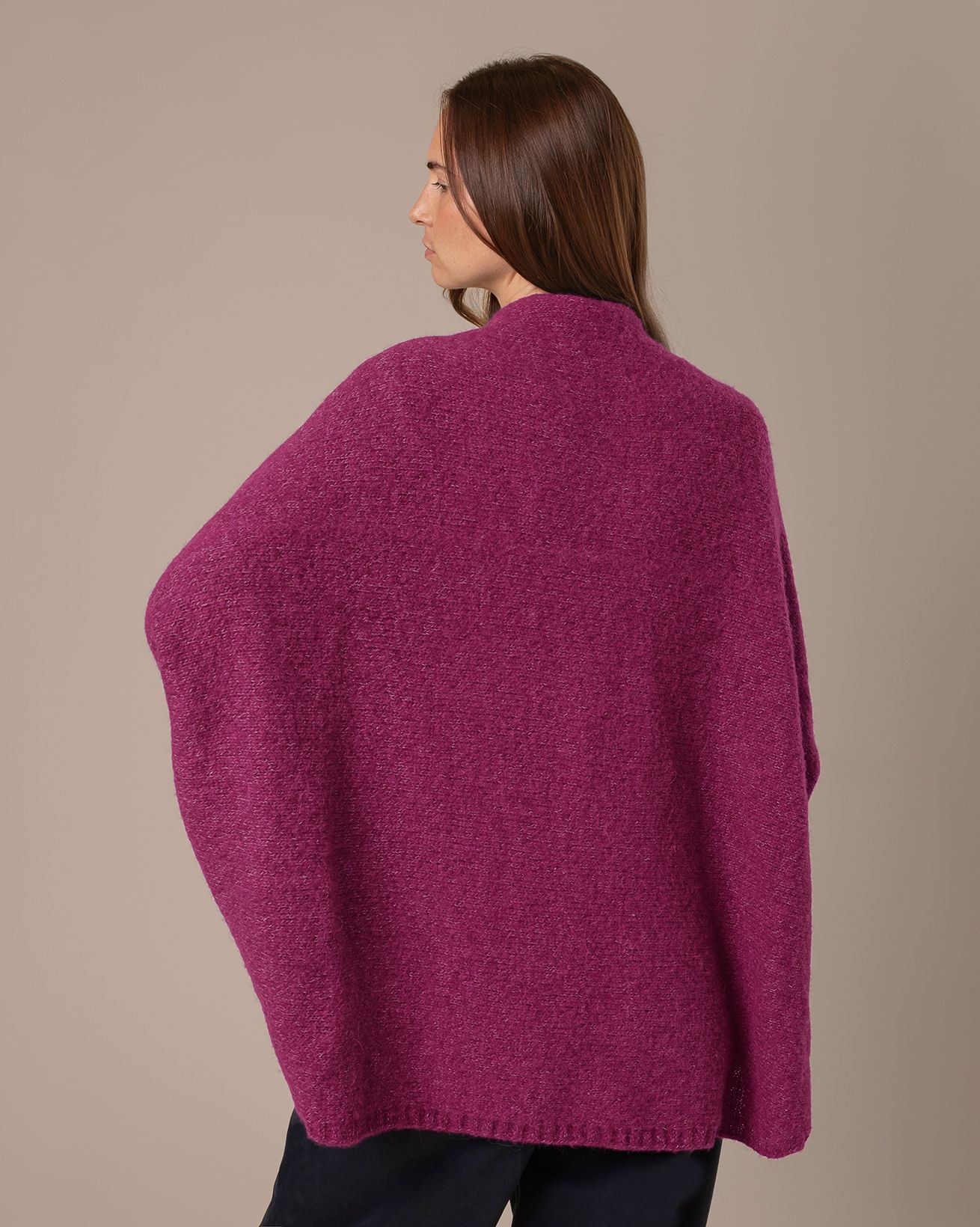 Ruffled Logo Cardigan in Silk, Alpaca & Cotton Knit