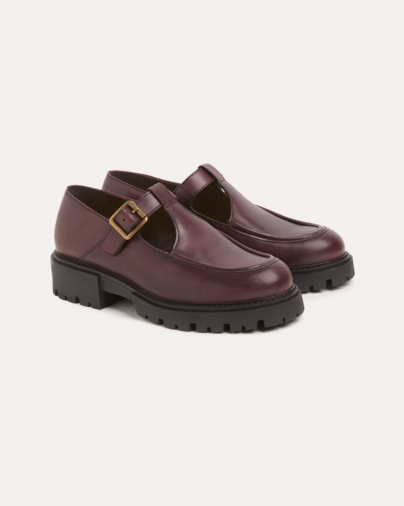 Chunky T Bar Leather Loafers