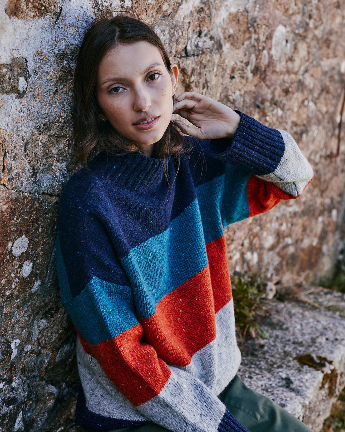 Donegal Colourblock Roll Neck