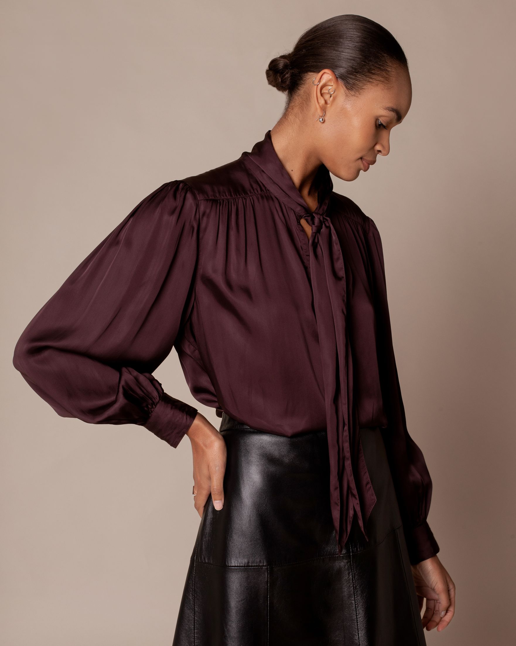 Tie Neck Satin Blouse