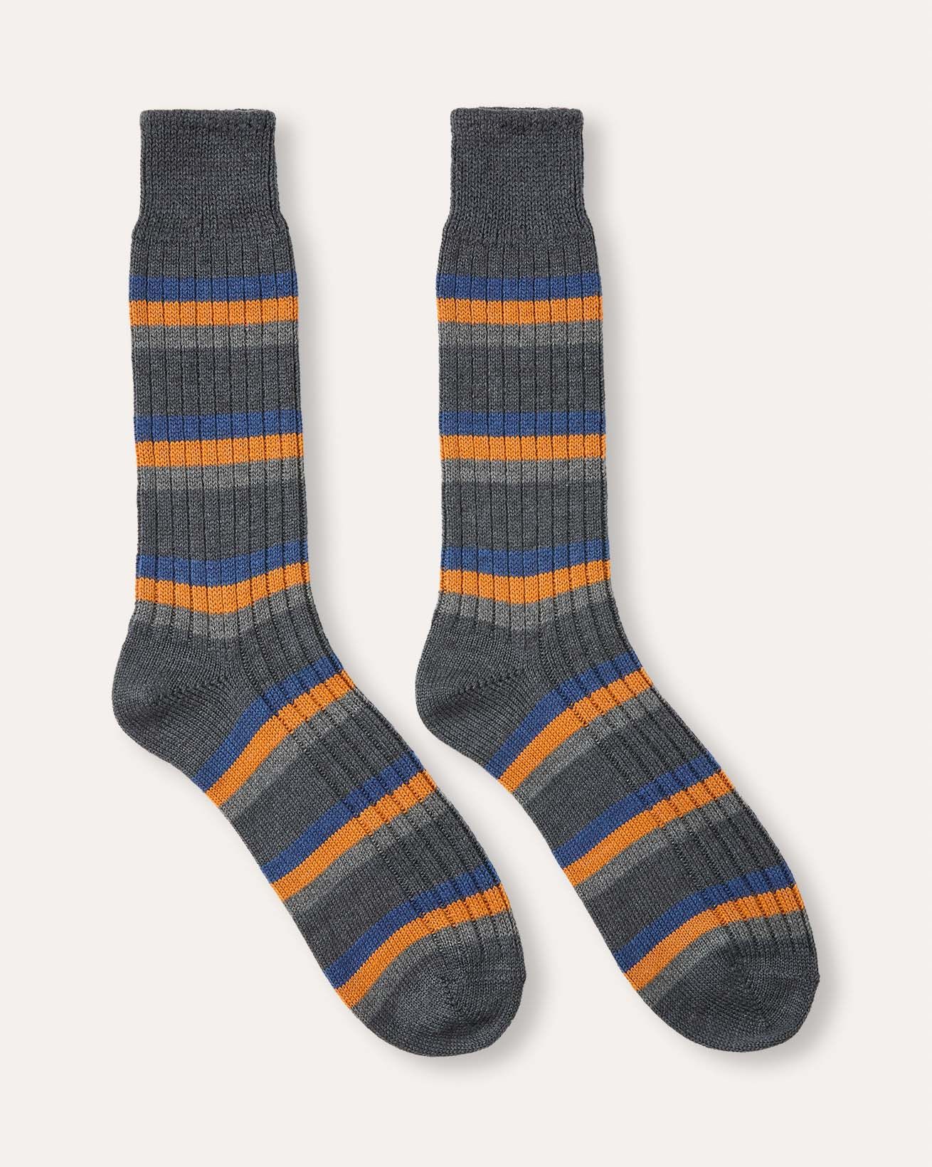Gestreifte Herrensocken Aus Merino-Baumwolle