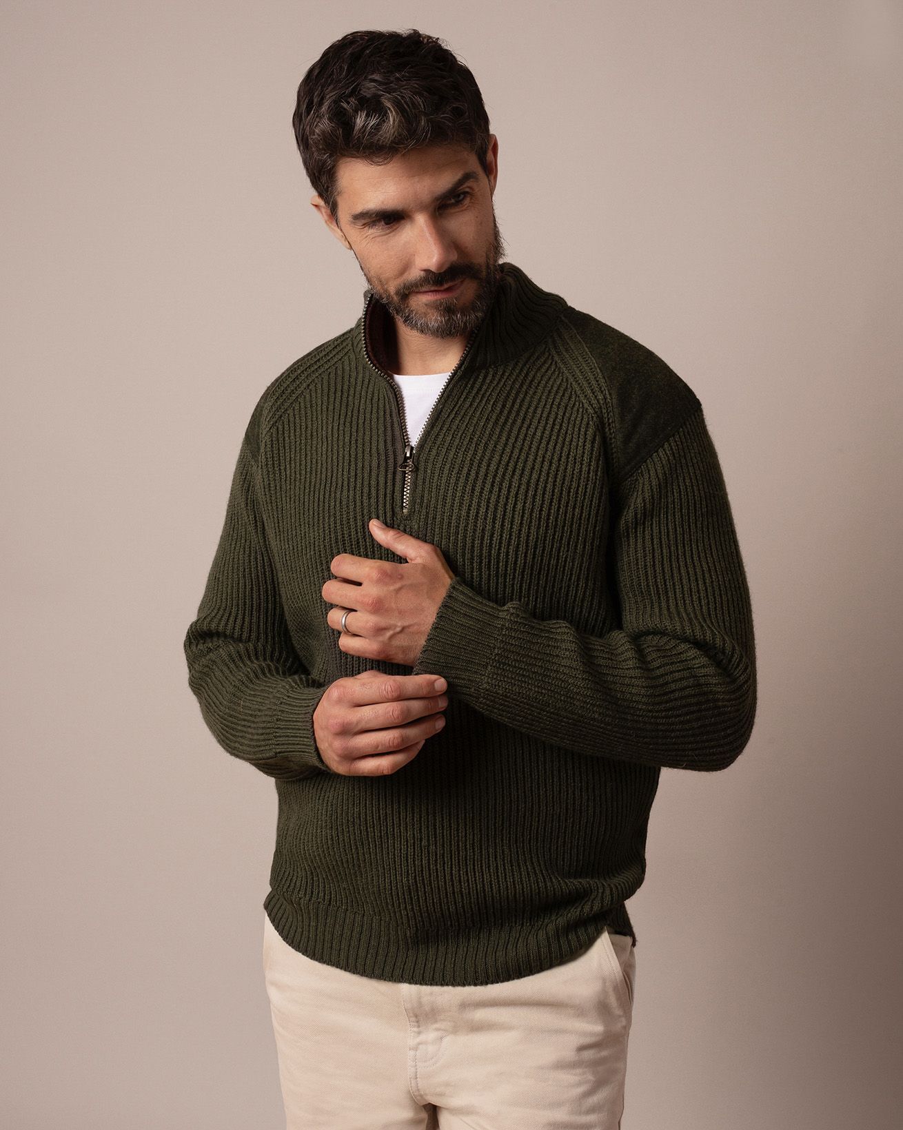 Men's Ribbed Half Zip Jumper