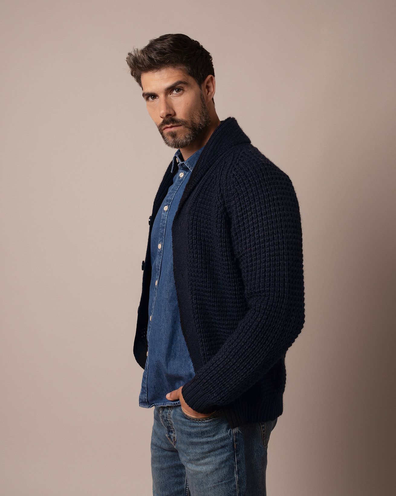 Men's Waffle Stitch Cardigan