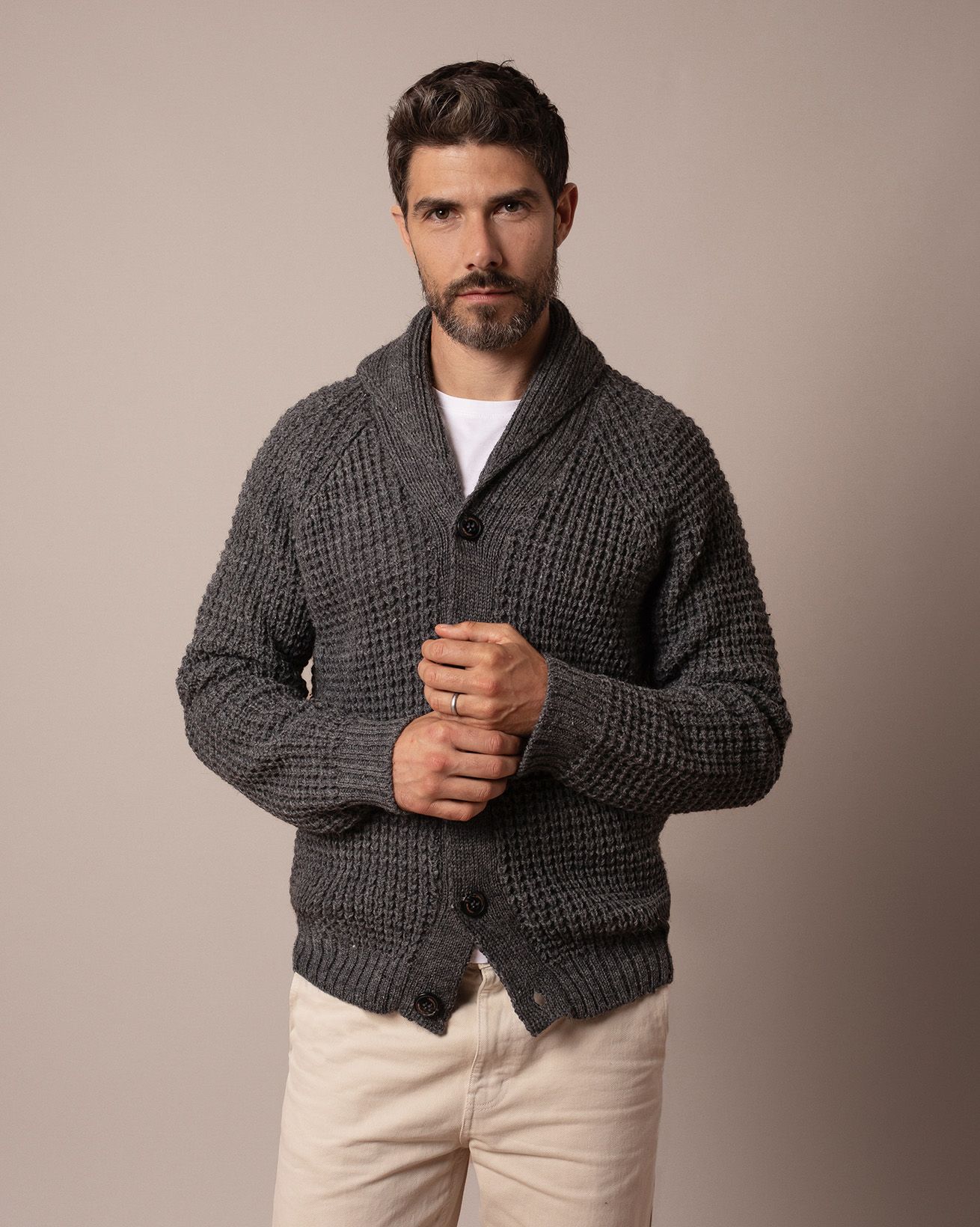 Men's Waffle Stitch Cardigan