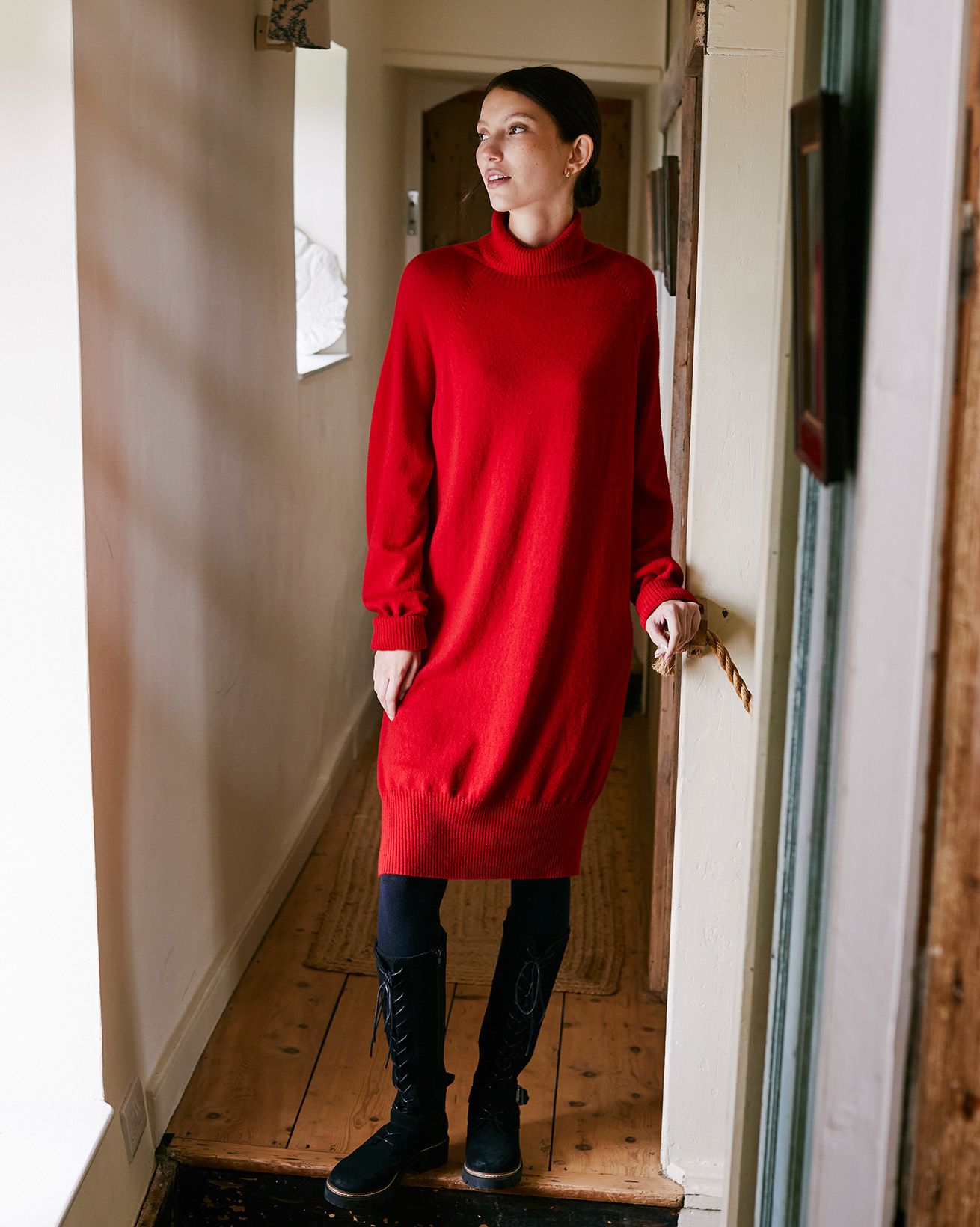 Supersoft Roll Neck Knee Length Dress