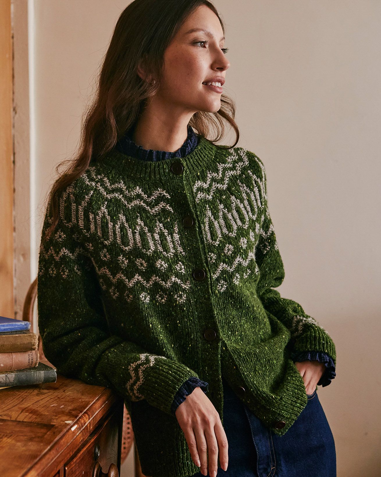 Donegal Two Colour Fair Isle Cardigan