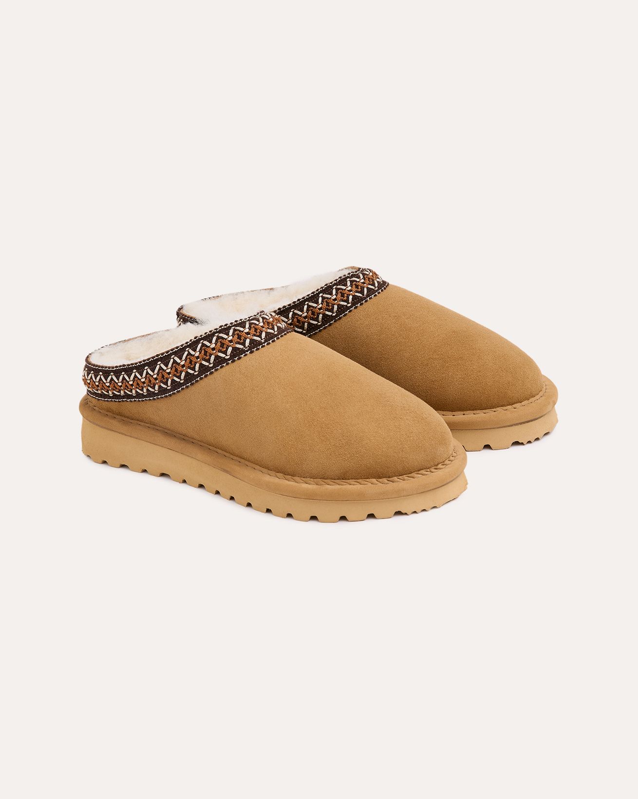 Braid Trim Sheepskin Clogs