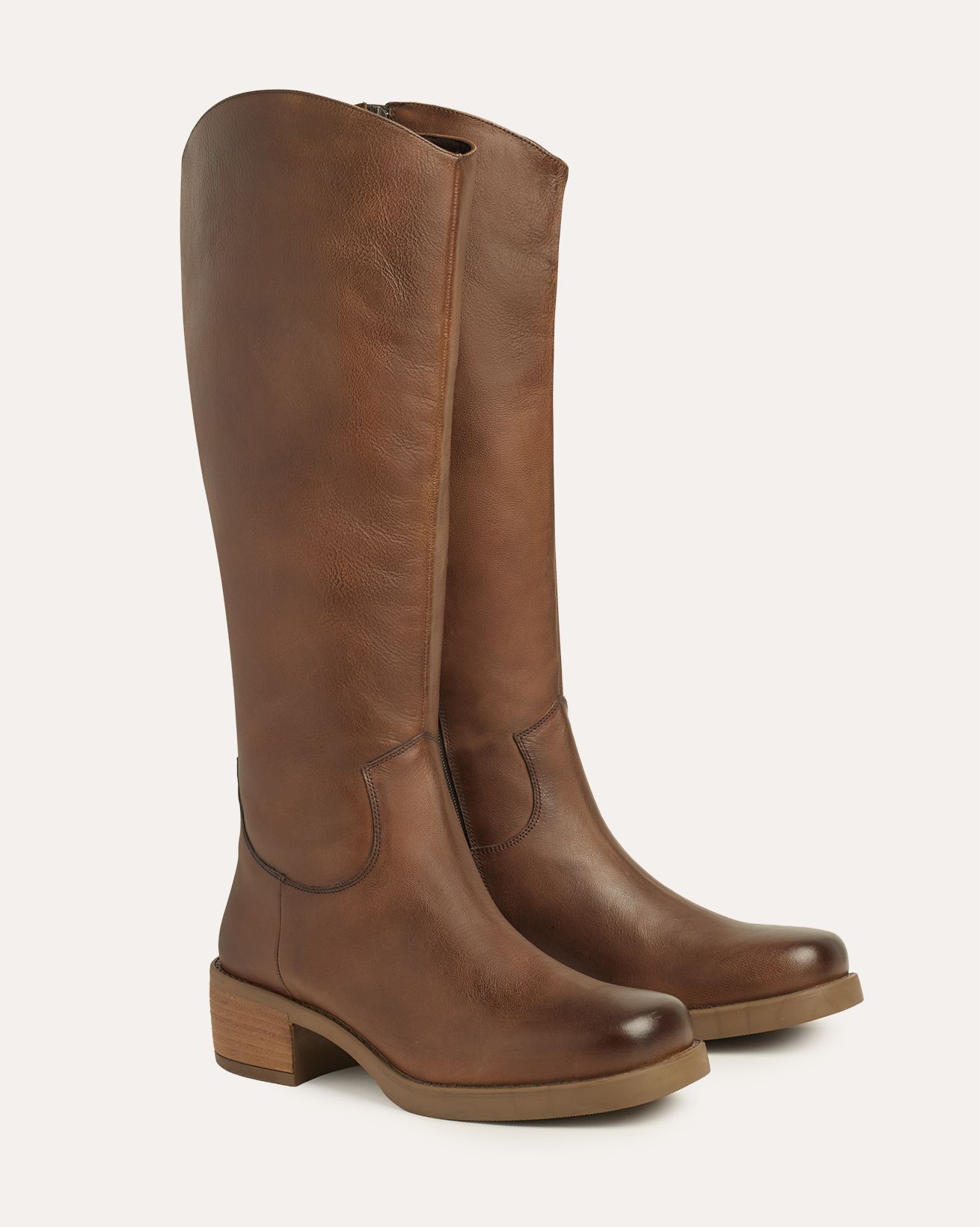 Tall Tab Detail Leather Boots