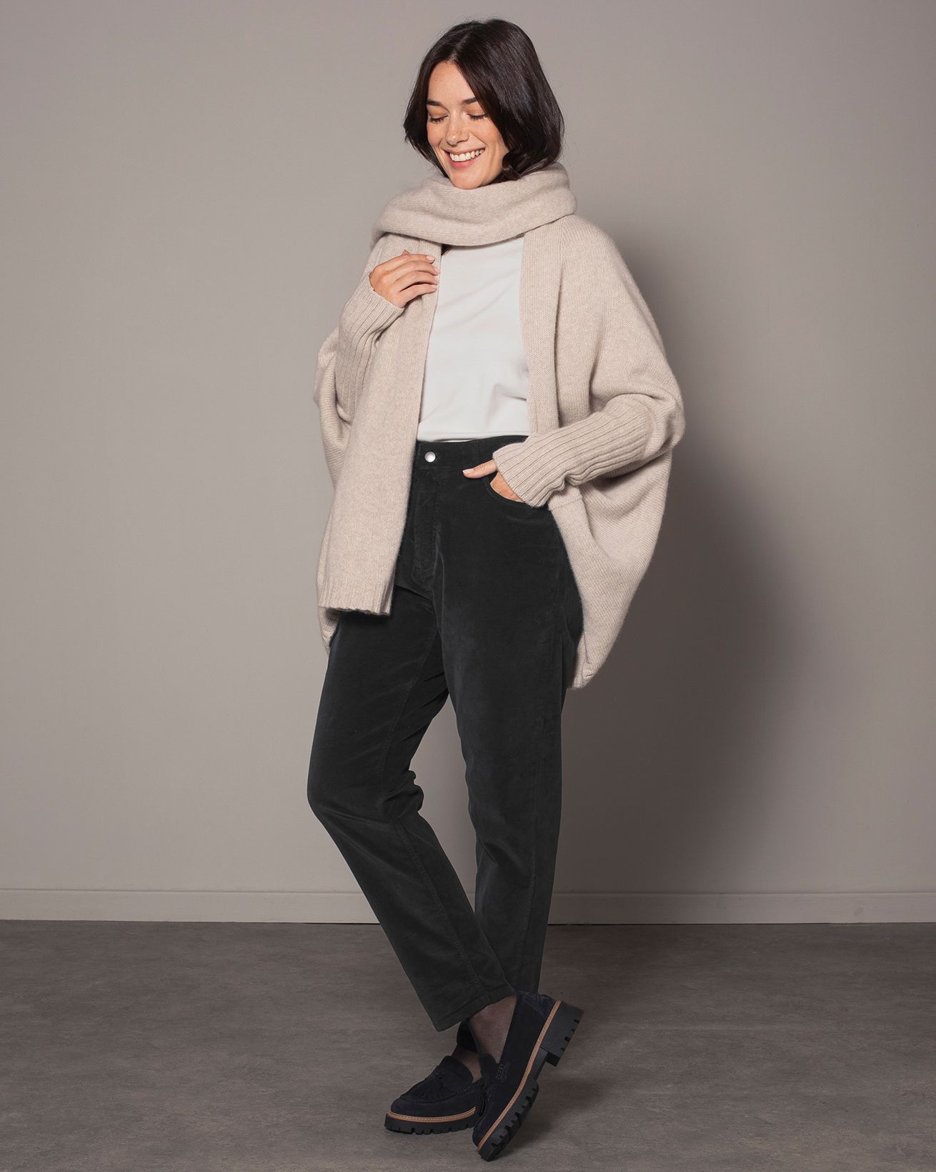 Superweiche Kokon-Strickjacke