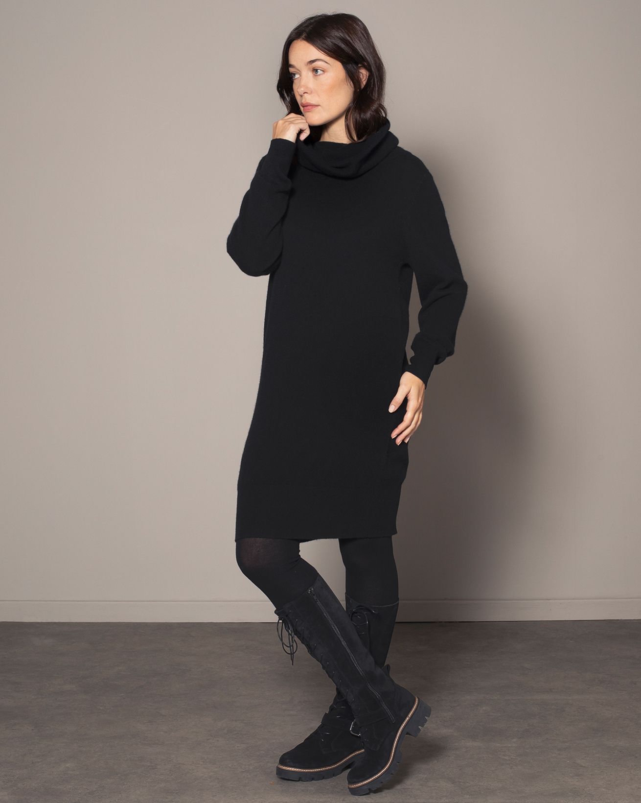 Lambswool Slouch Cowl Neck Dress