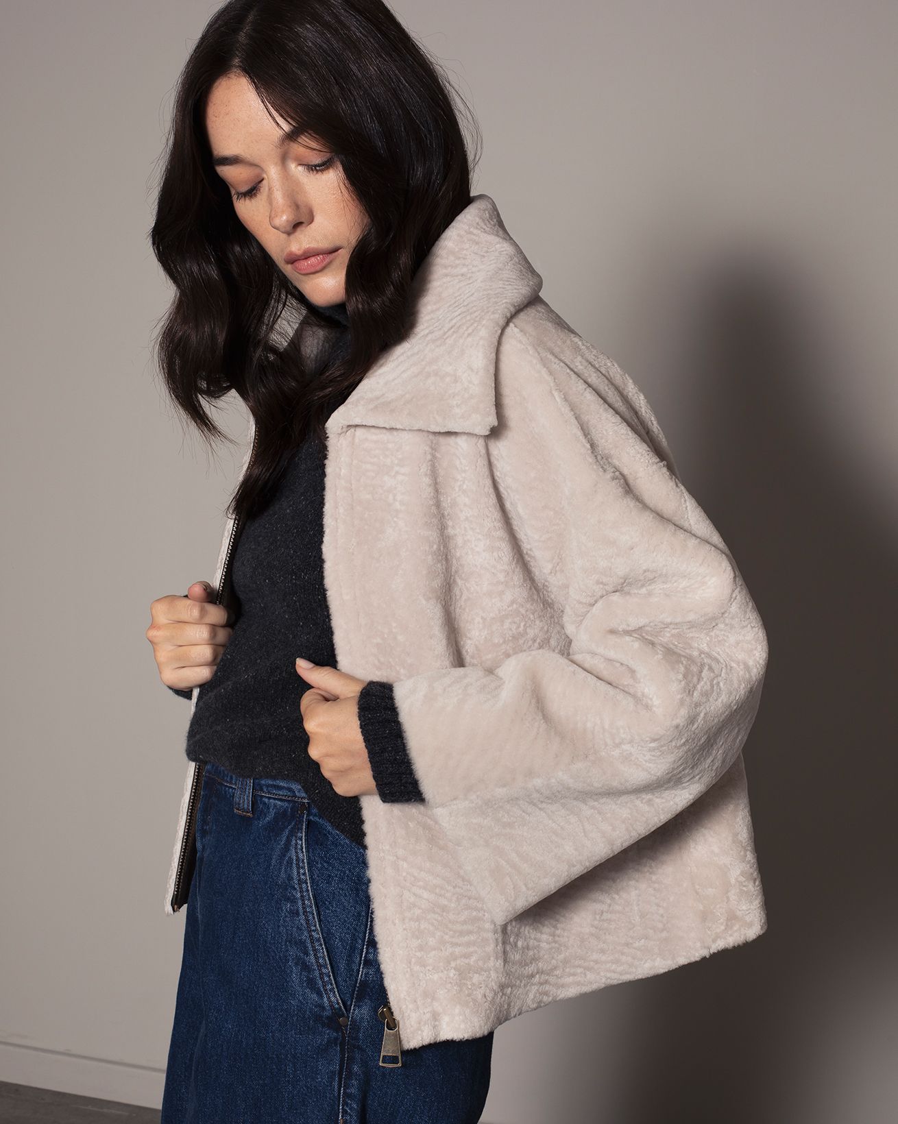 Luxe Shearling Collar Jacket