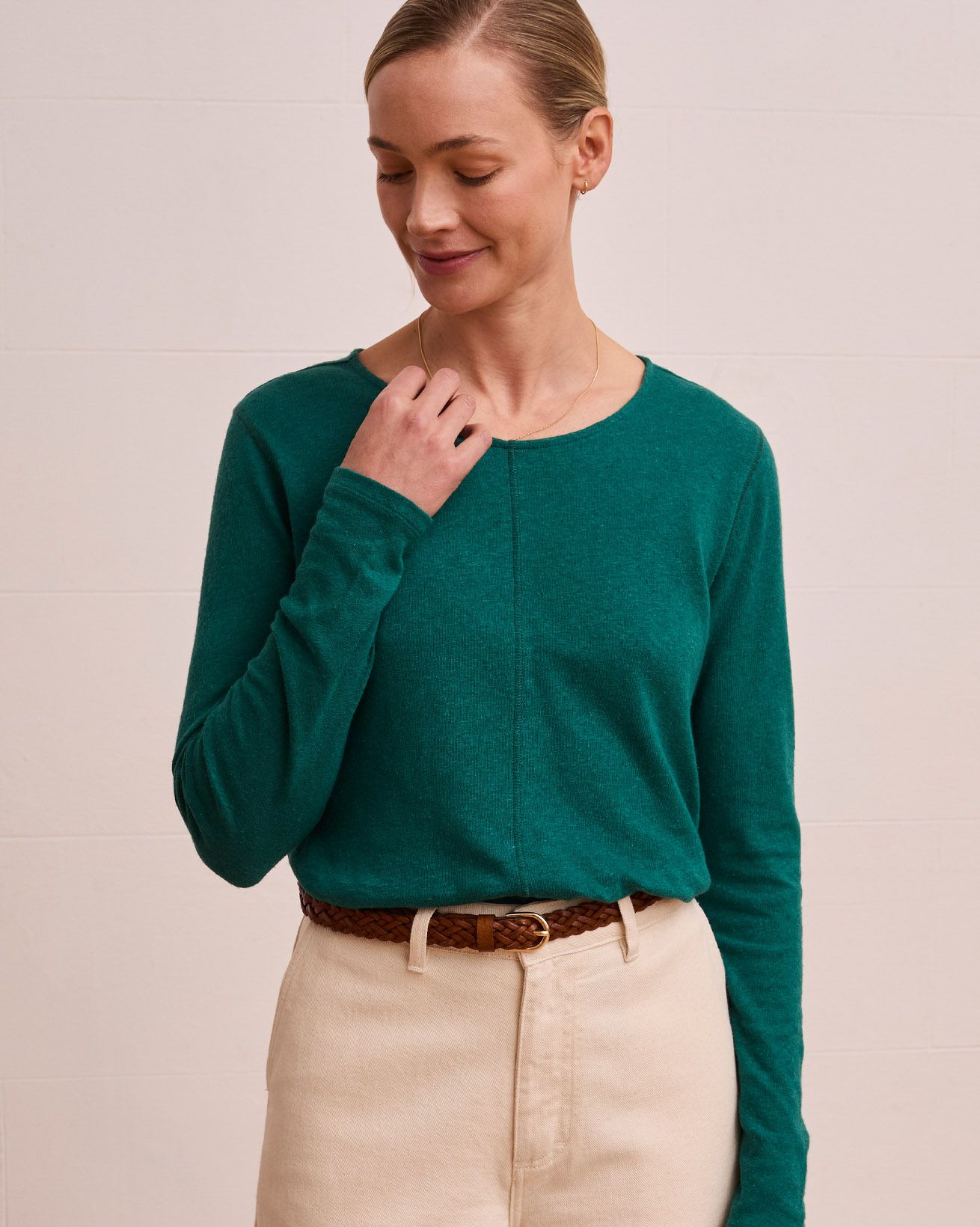 Linen Blend Long Sleeve T Shirt