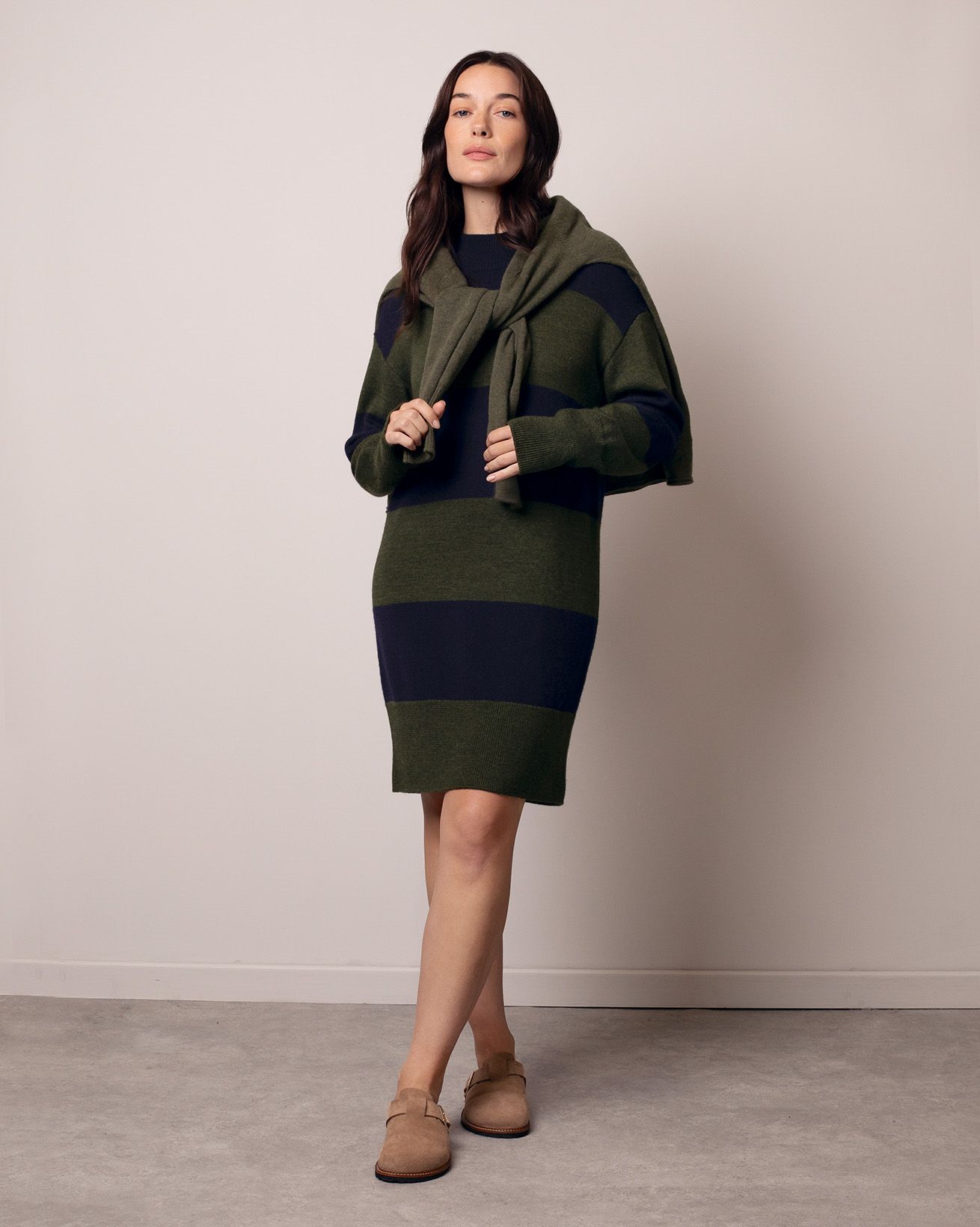 Merino Blend Striped Dress