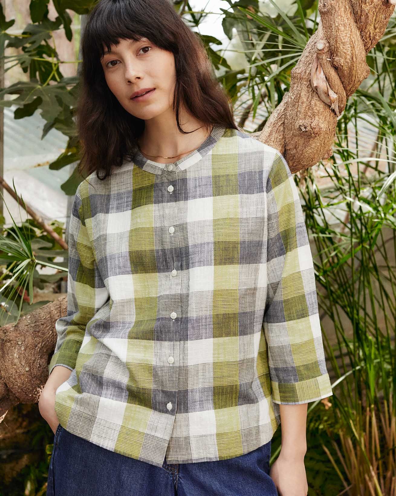 Collarless Swing Blouse