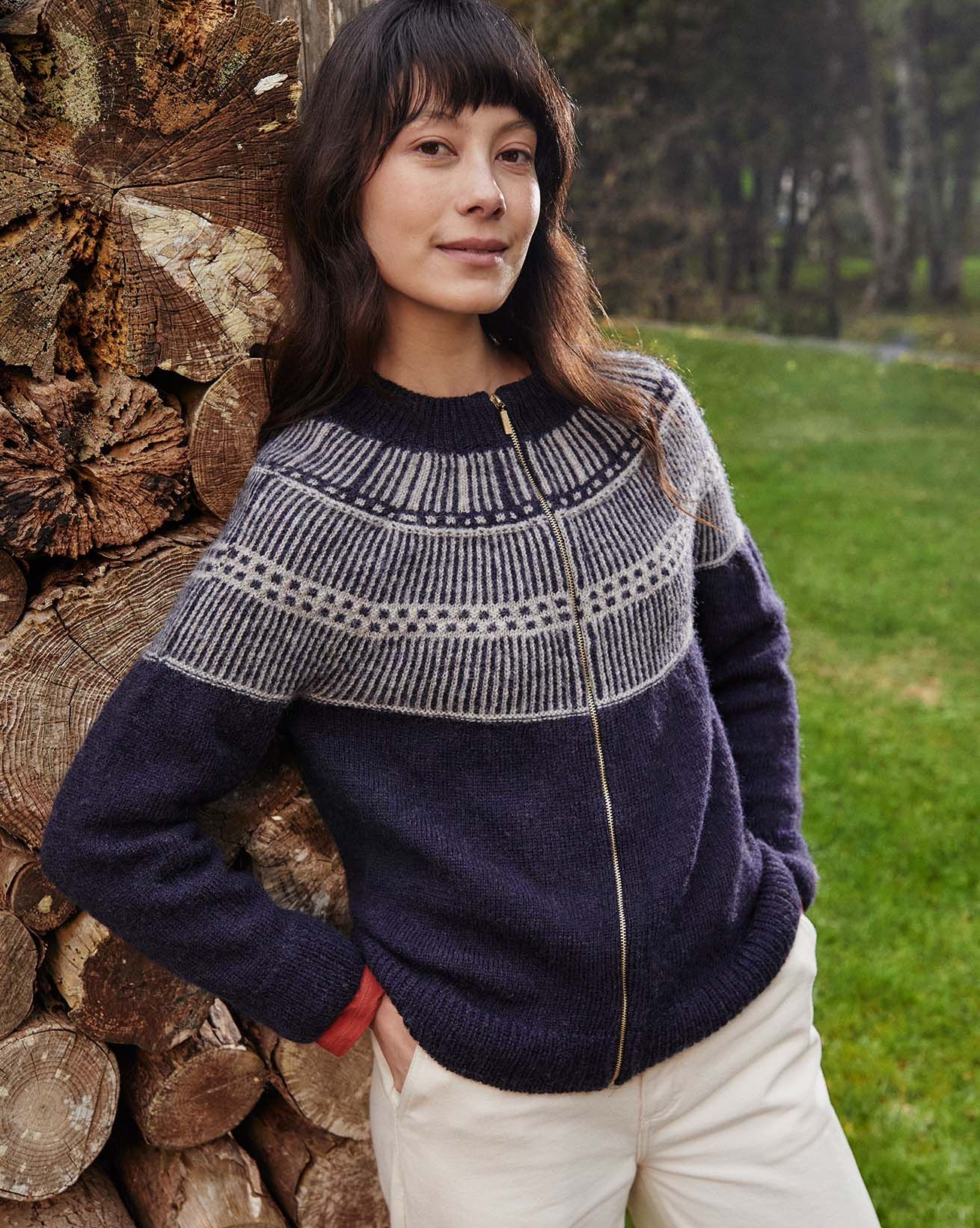 British Wool Yoke Stitch Cardigan