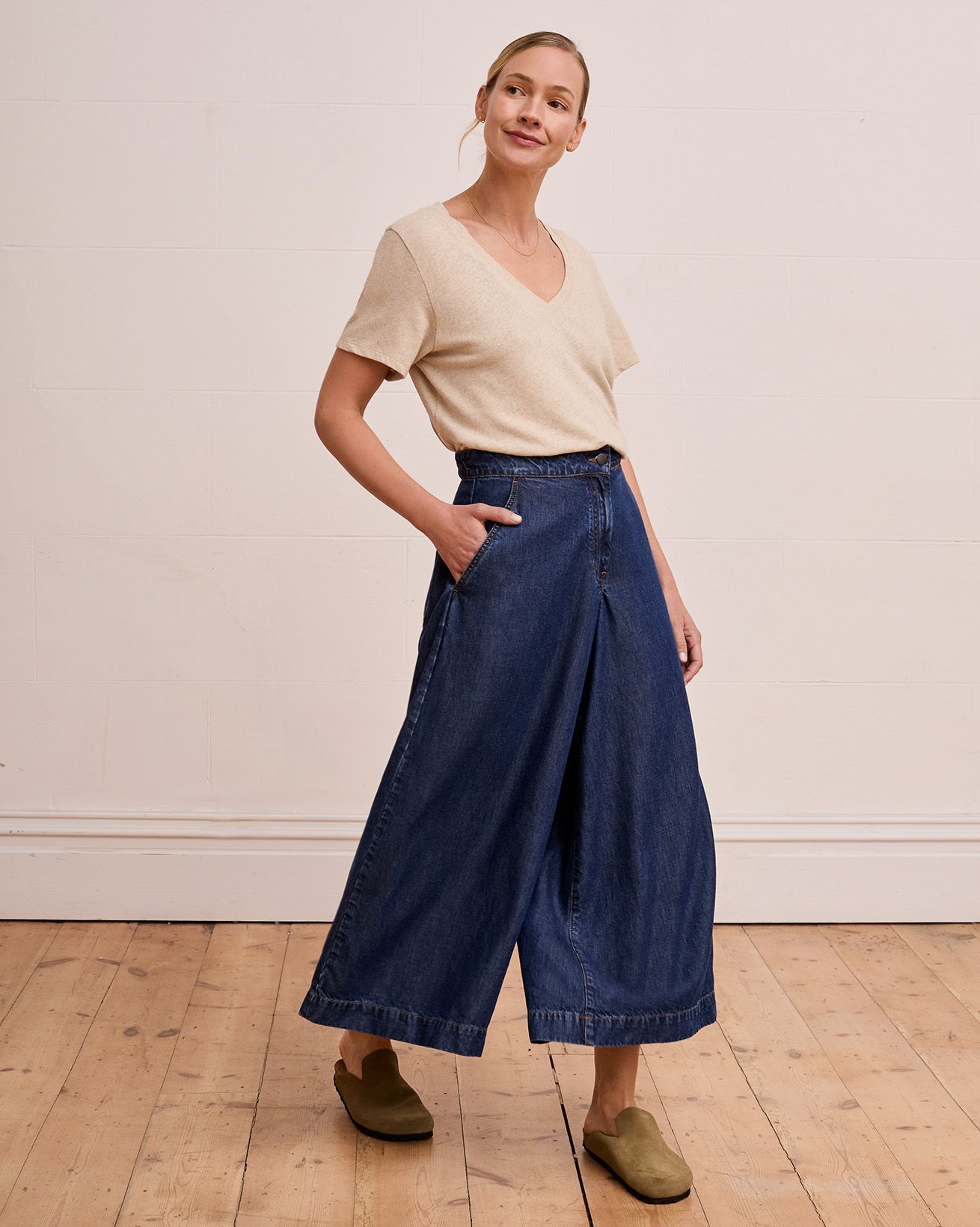 Drape Denim Culottes