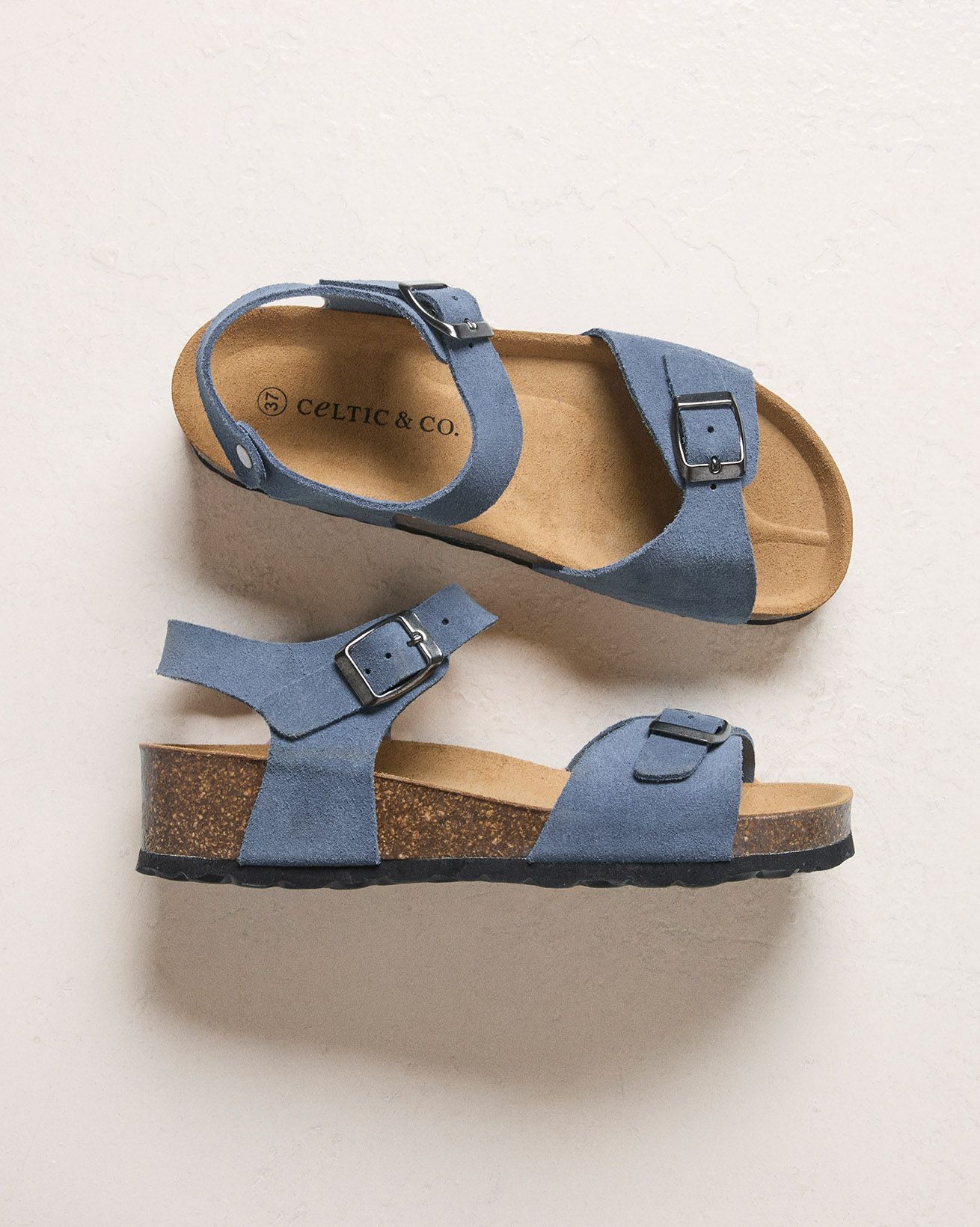 Low Wedge Double Buckle Sandals