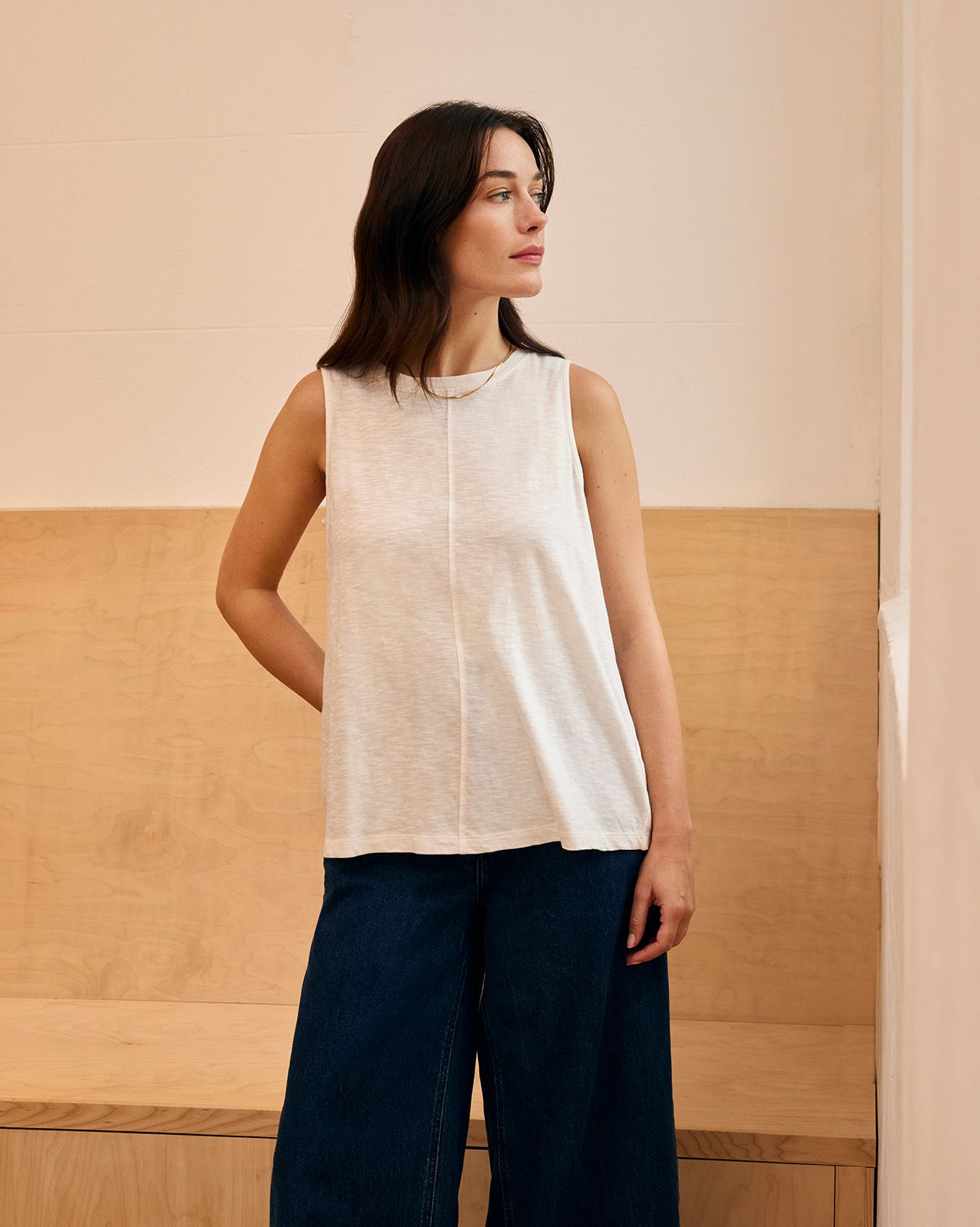 Organic Cotton Pleat Back Tank