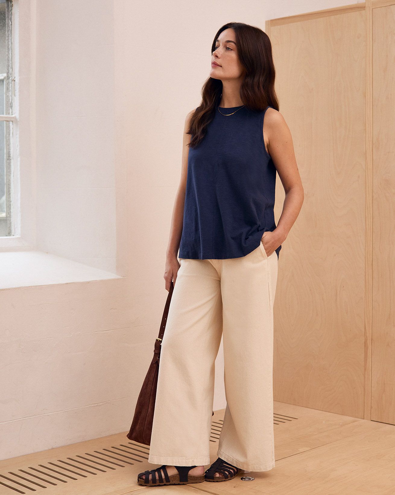 Organic Cotton Pleat Back Tank