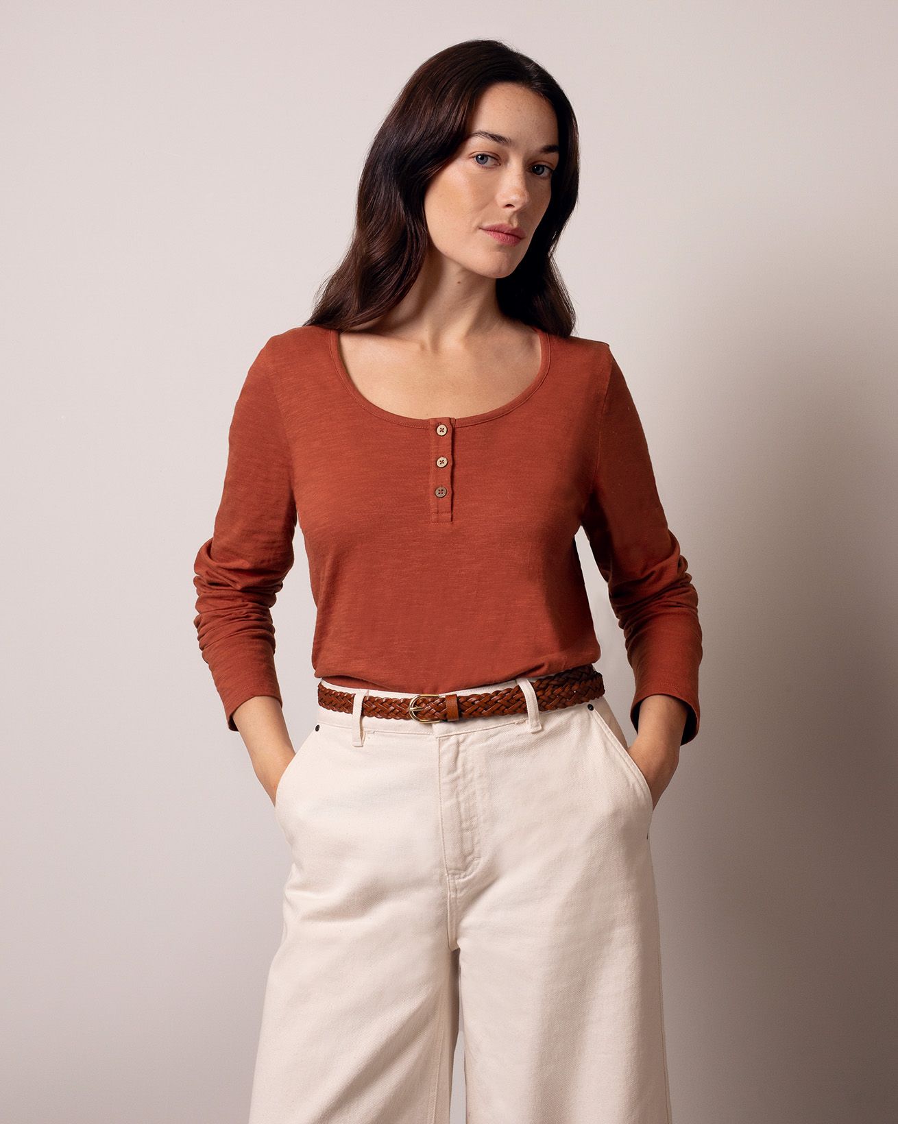 Organic Cotton Scoop Neck Henley