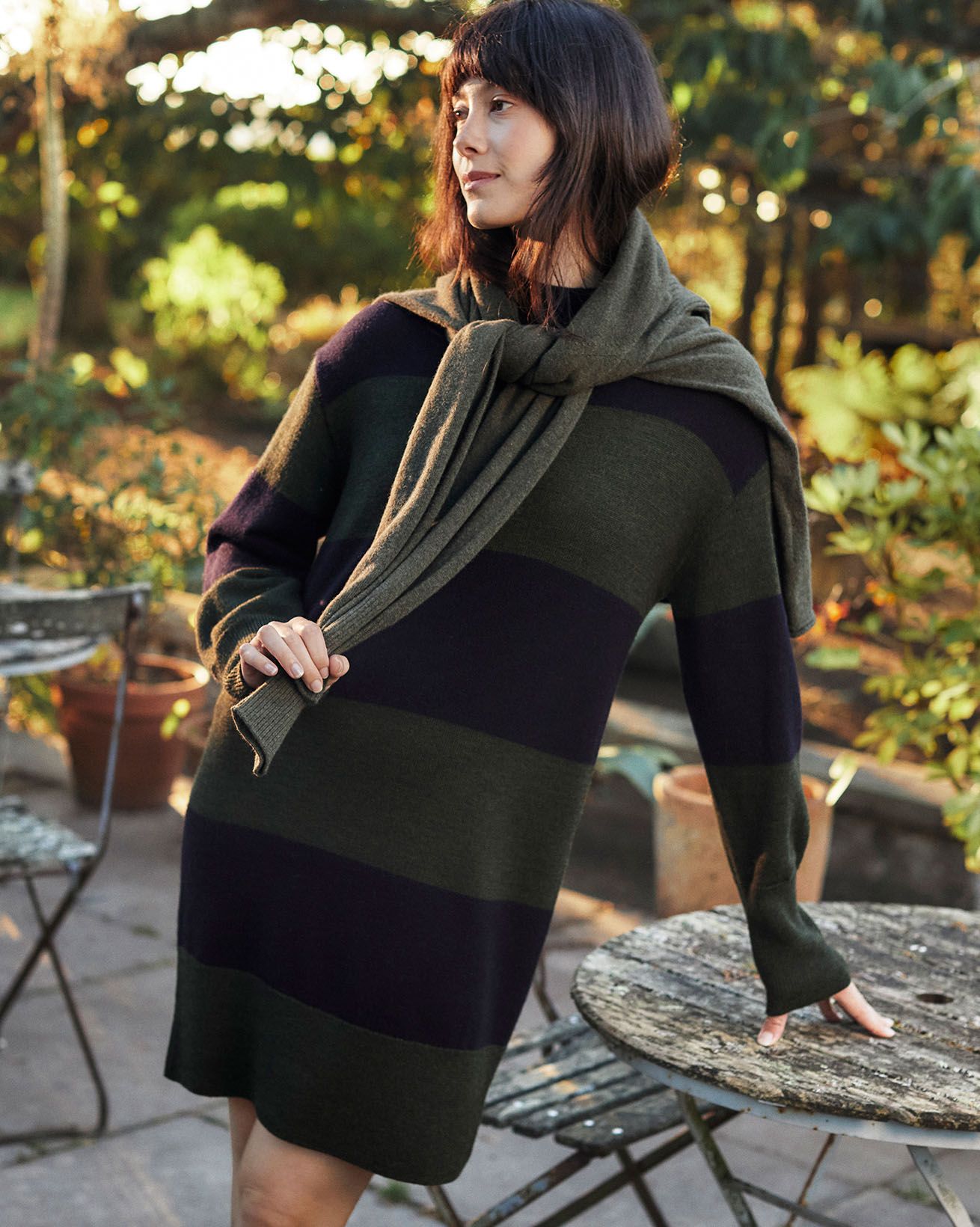 Merino Blend Striped Dress