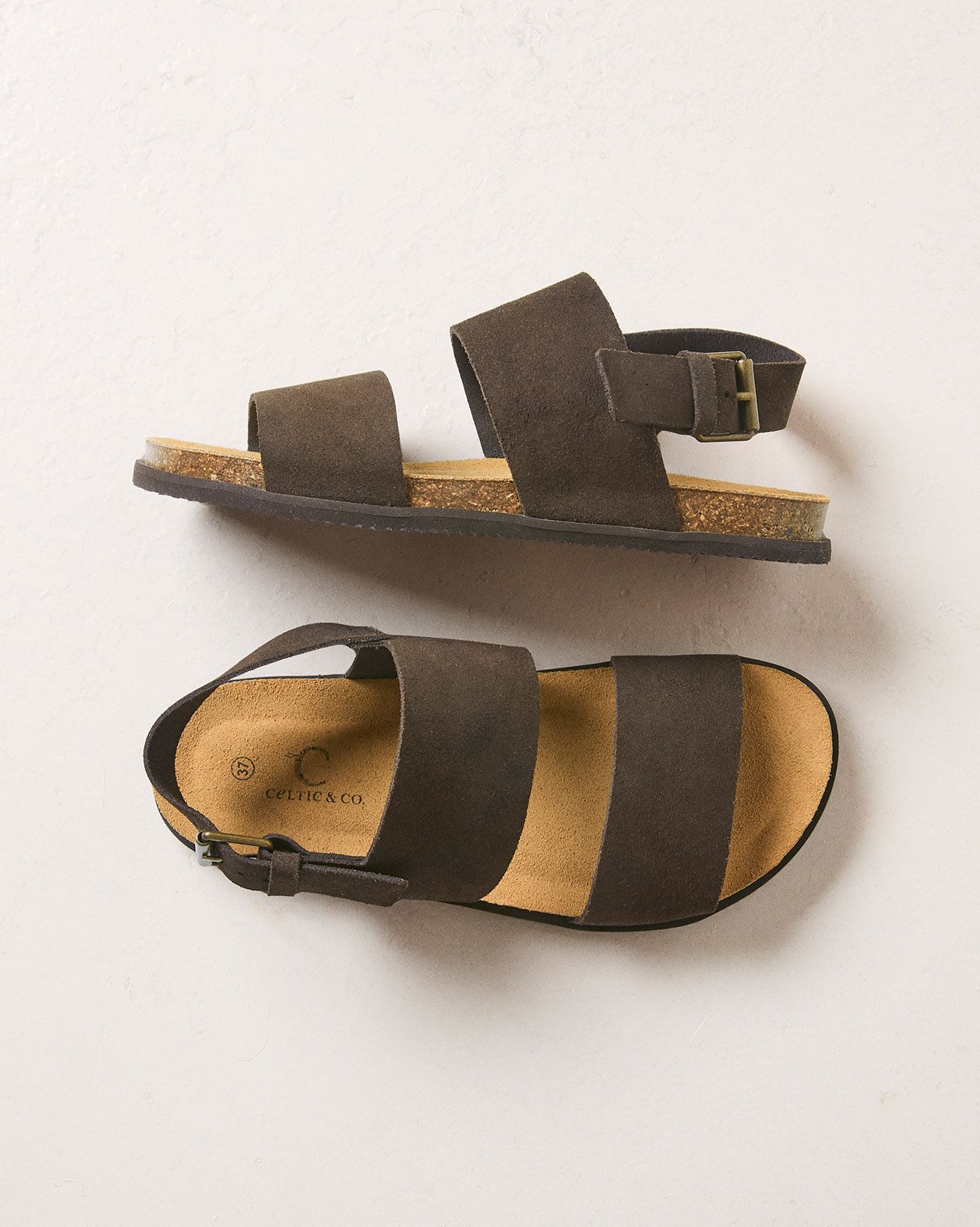 Leather Double Strap Sandals With Backstrap