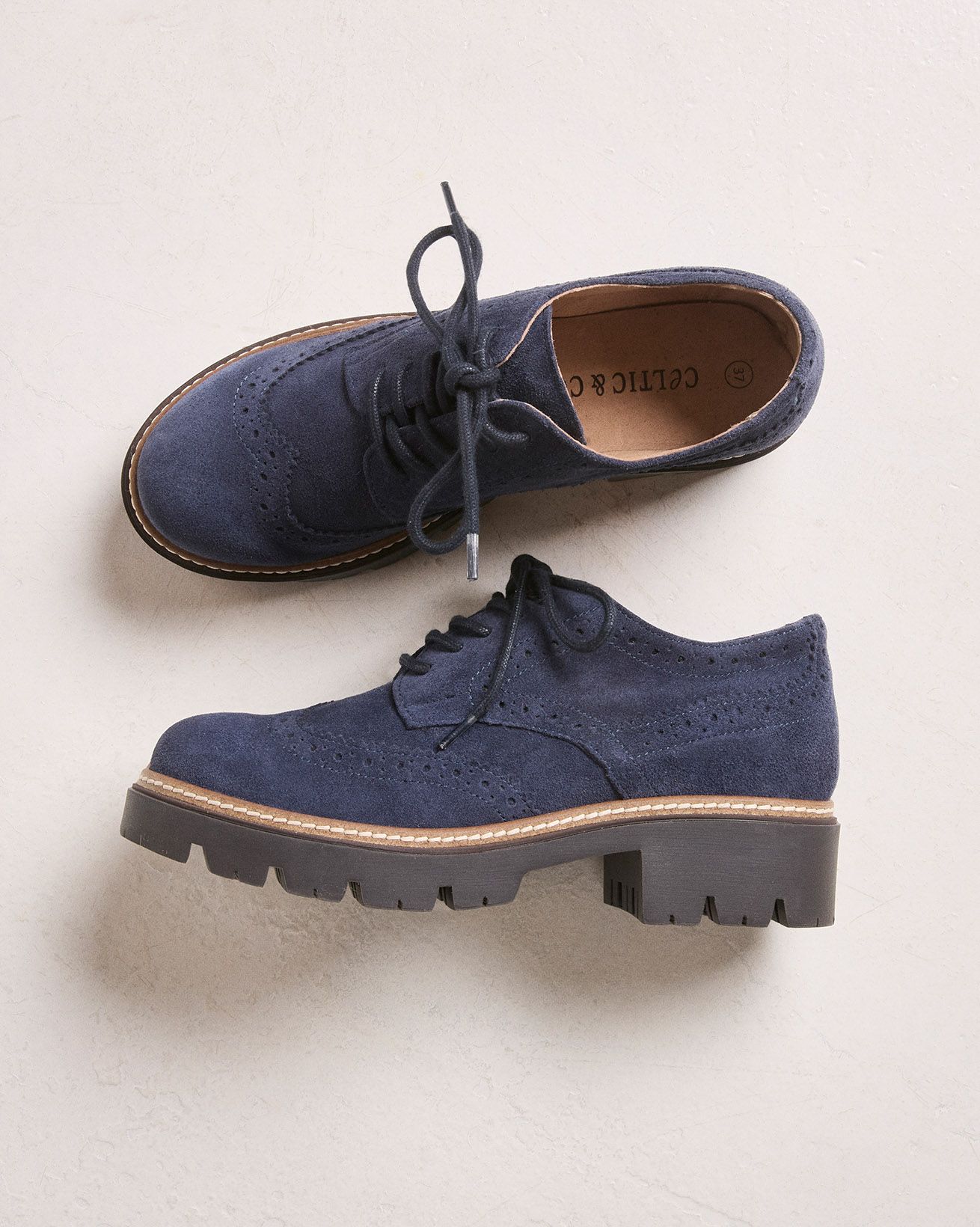 Suede Chunky Brogue Shoes
