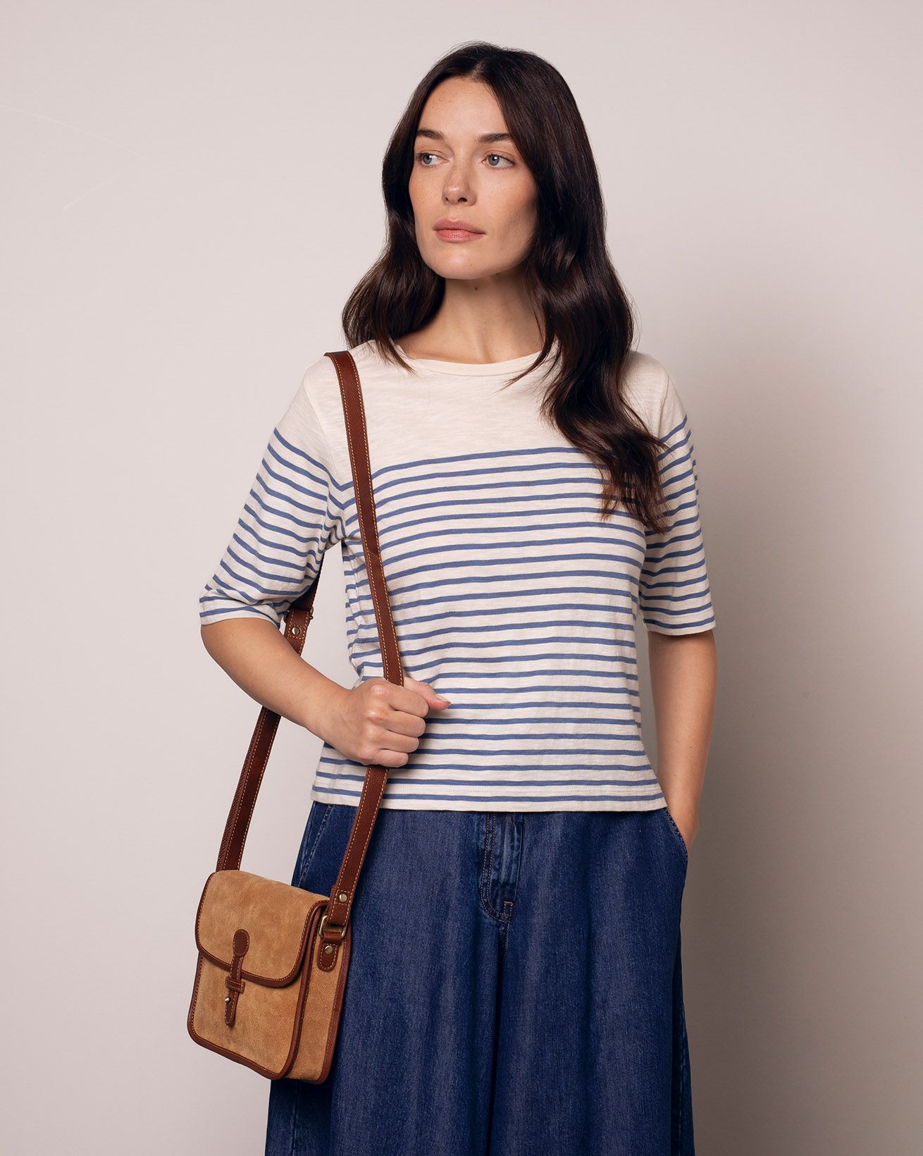 Modal Blend Striped Half Sleeve T-Shirt