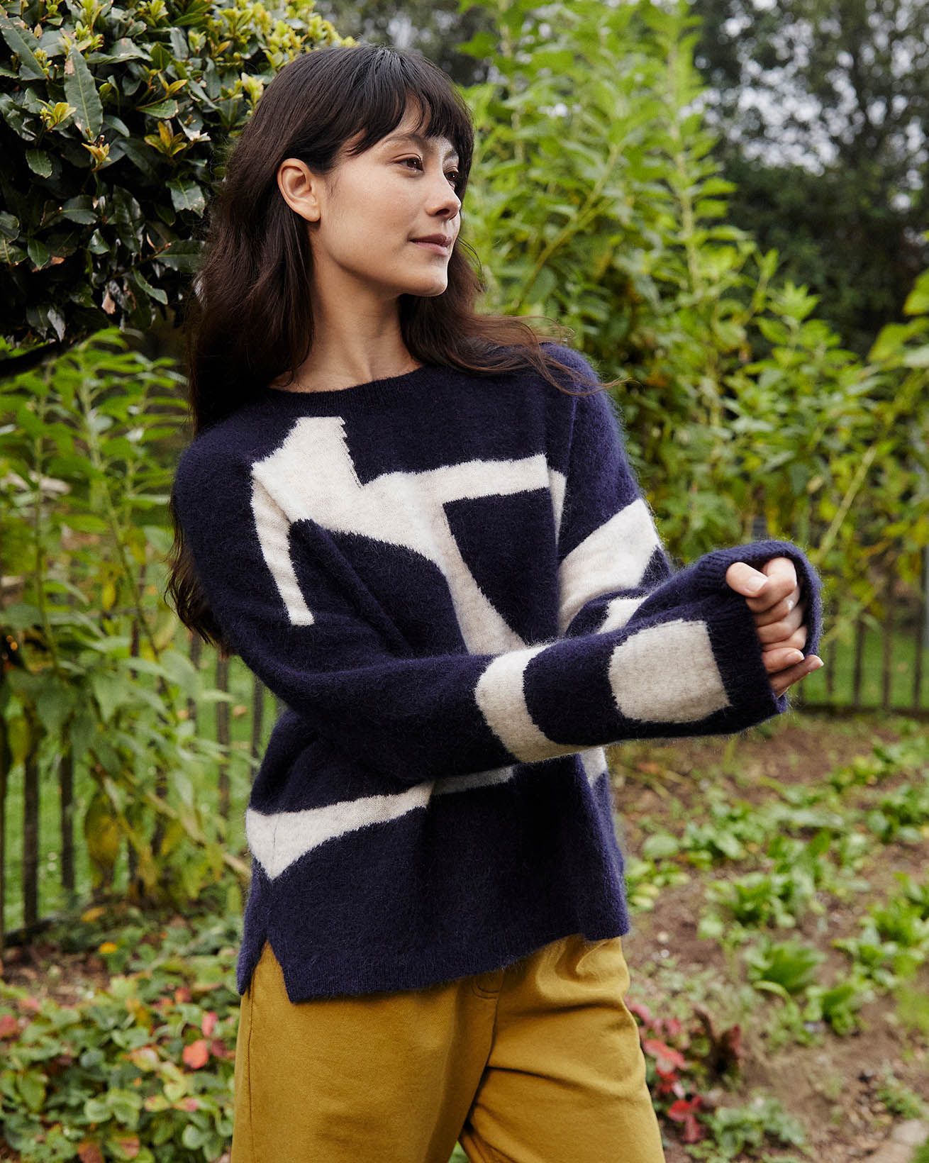 Mohair Blend Abstract Geo Jumper