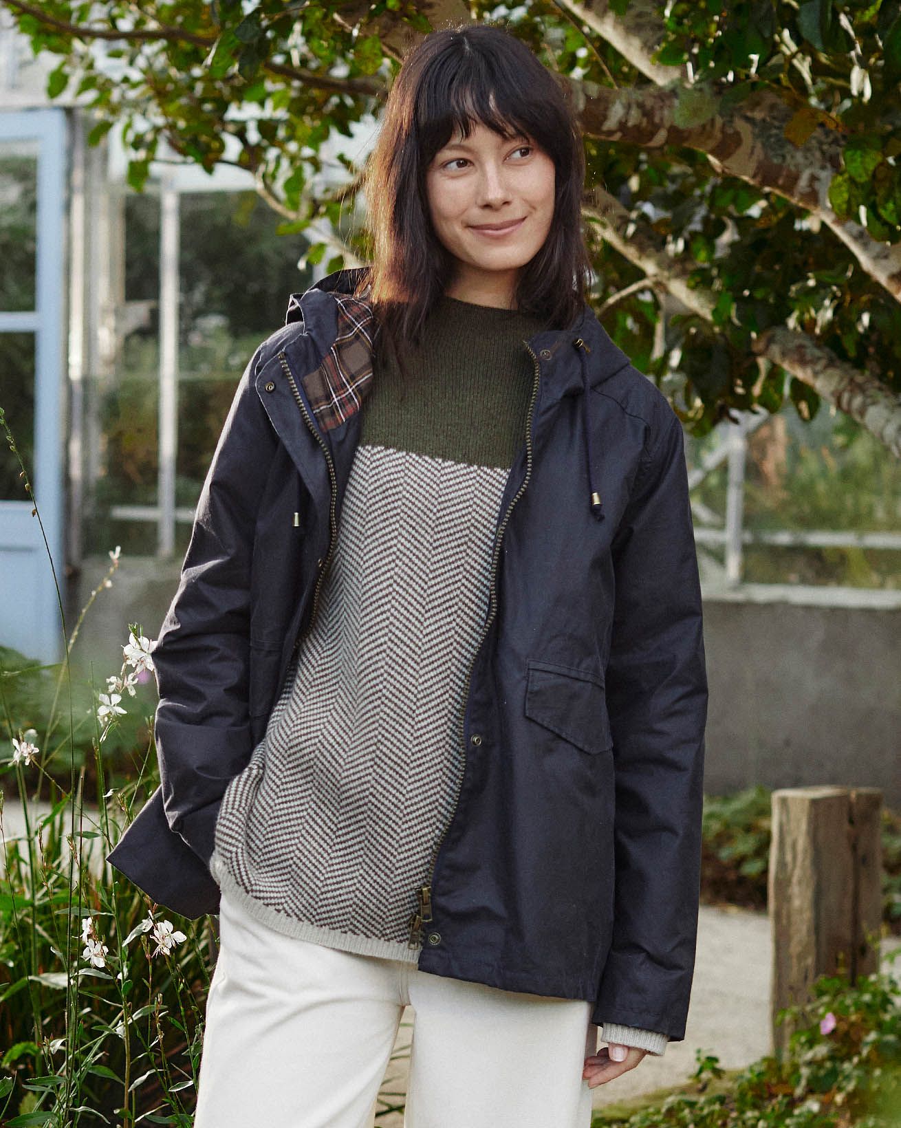 Waxed Cotton Pleat Back Jacket