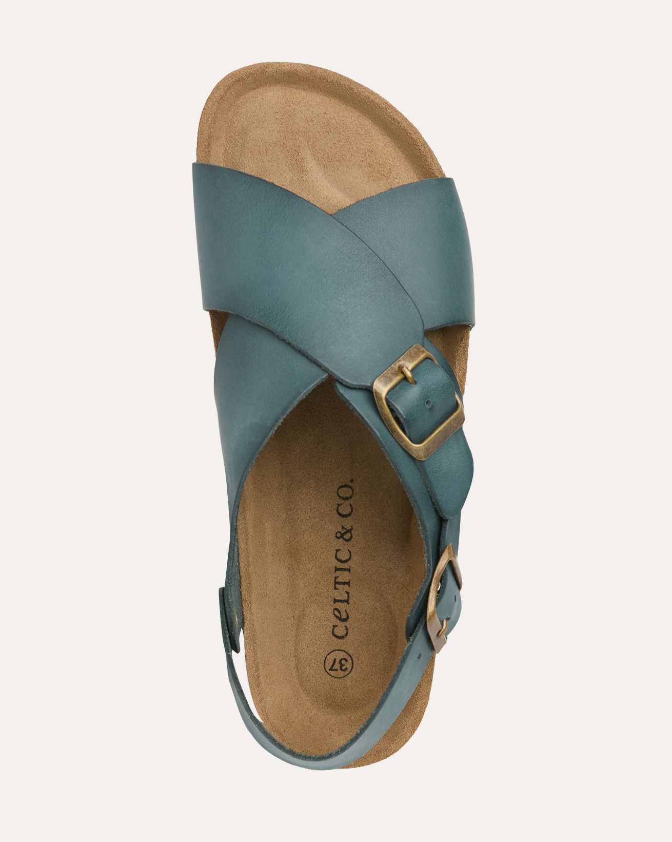 7786_Crossover_Buckle_Sandal_Dark_Teal_Leather_Above_WEB.jpg