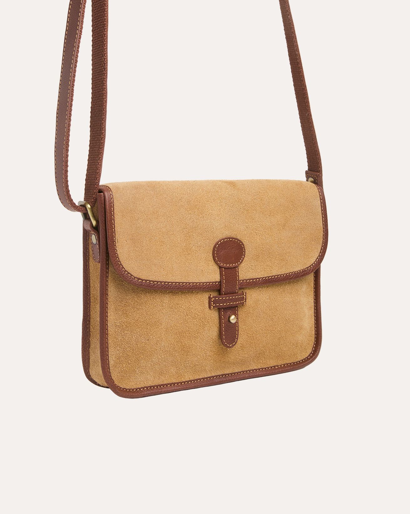 Suede Stud Strap Cross Body Bag