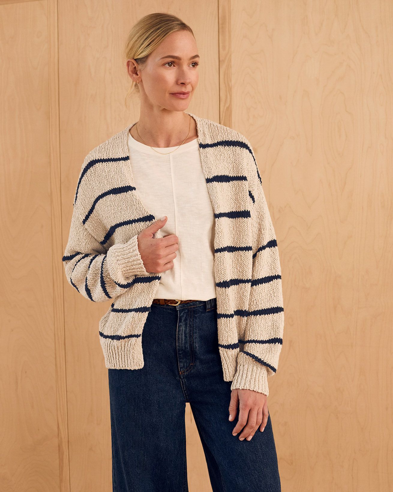 Linen Blend Drop Stitch Cardigan