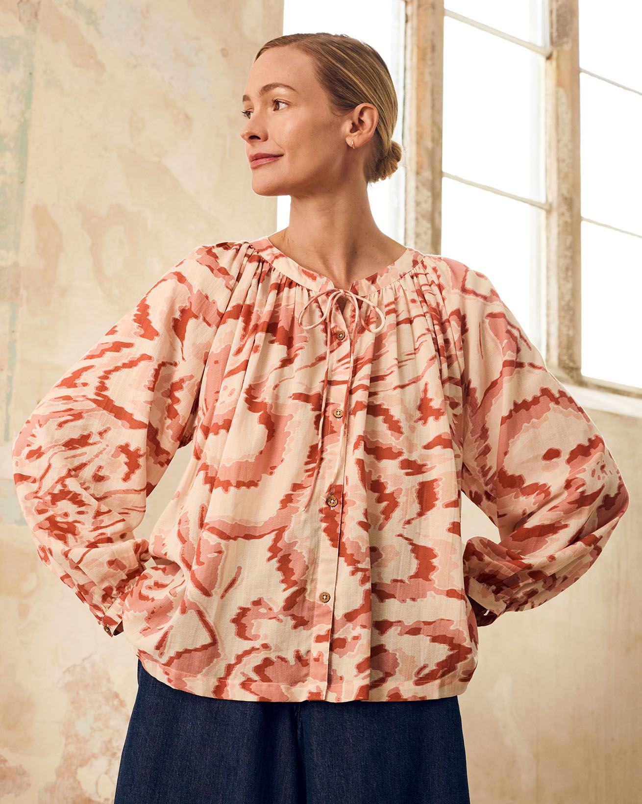 Tie Neck Swing Shirt