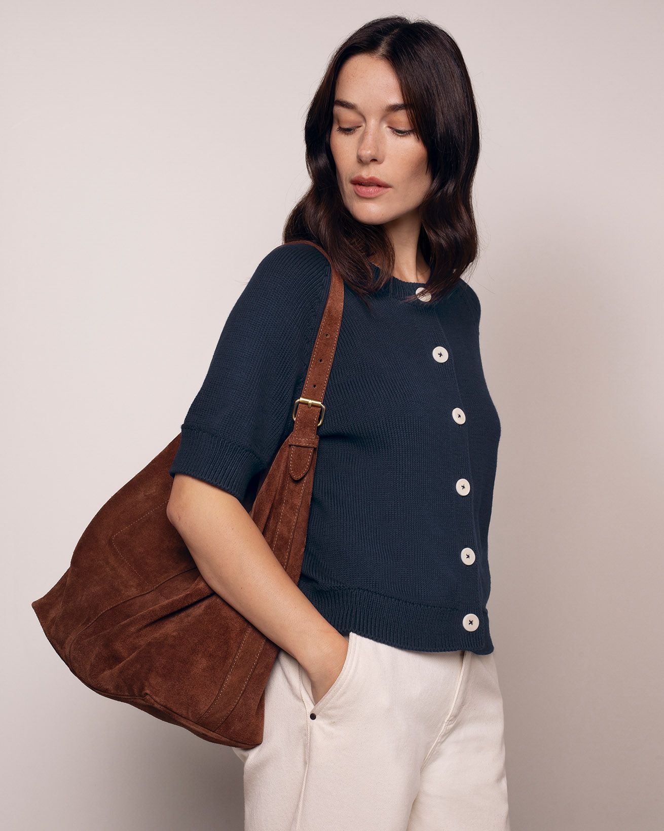 Suede Slouchy Shoulder Bag