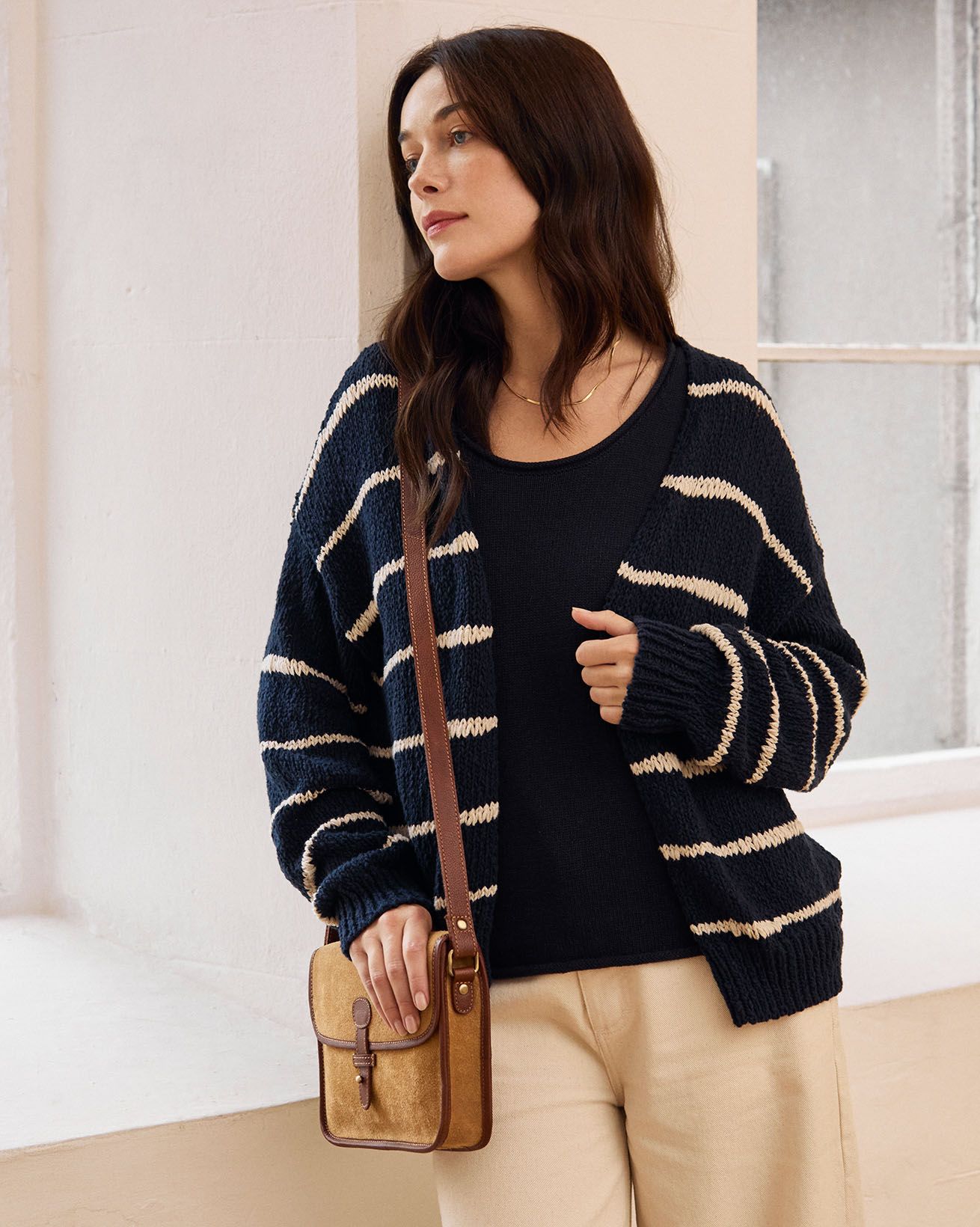 Linen Blend Drop Stitch Cardigan