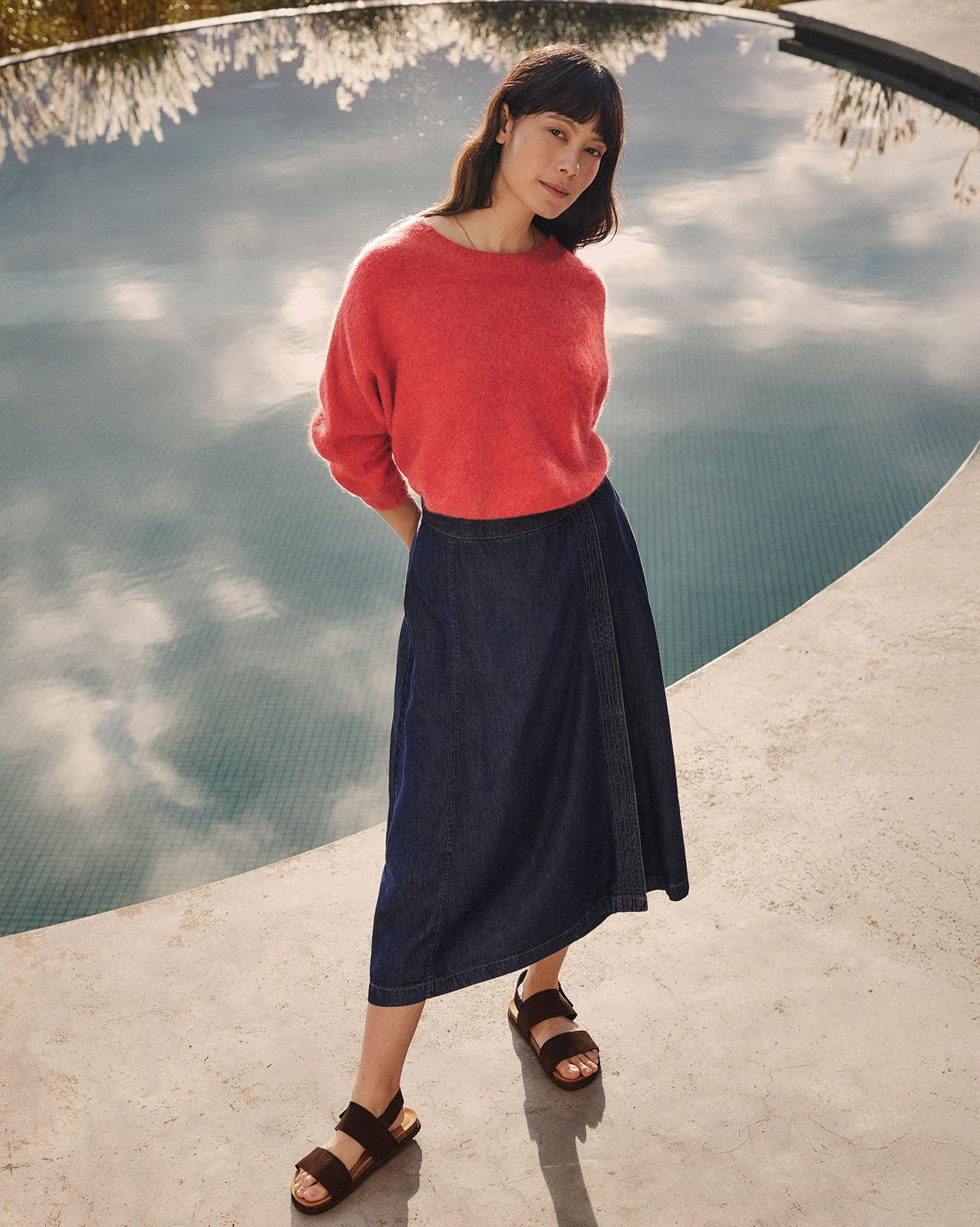 Midi Denim Wrap Skirt