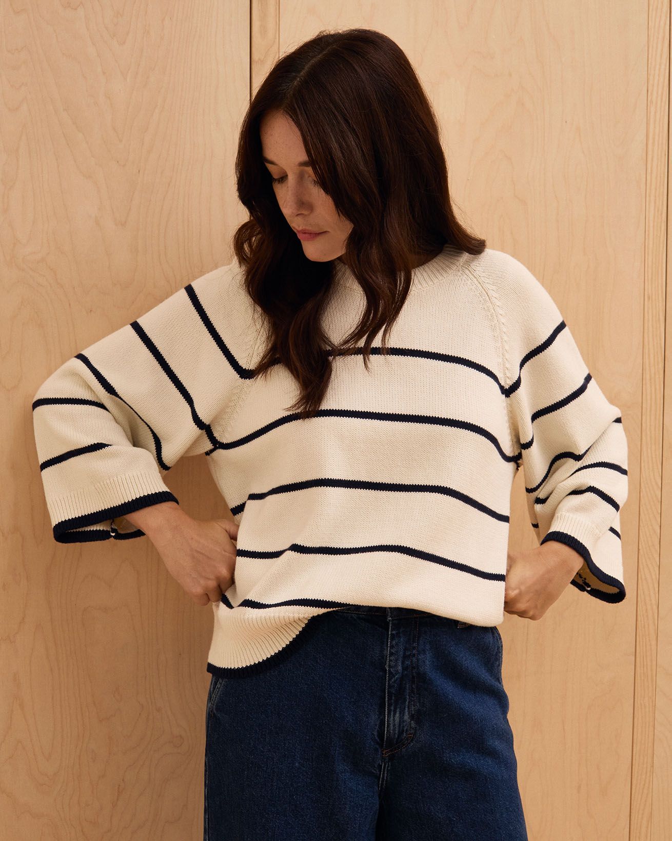 Raglan Crop Sleeve Crew Jumper