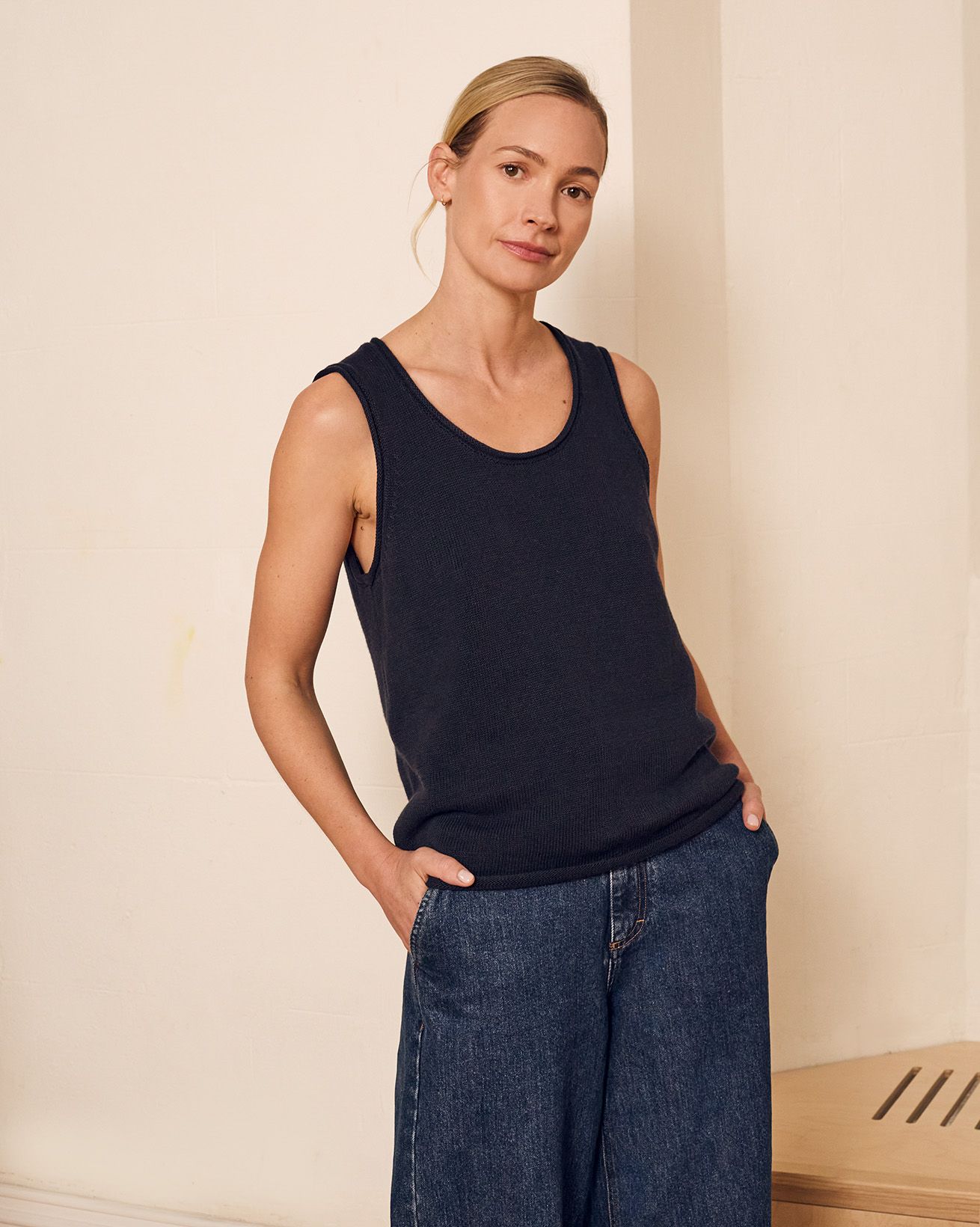 Linen Blend Knitted Tank Top