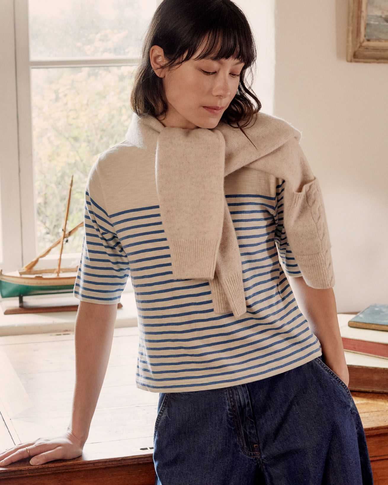 Modal Blend Striped Half Sleeve T-Shirt