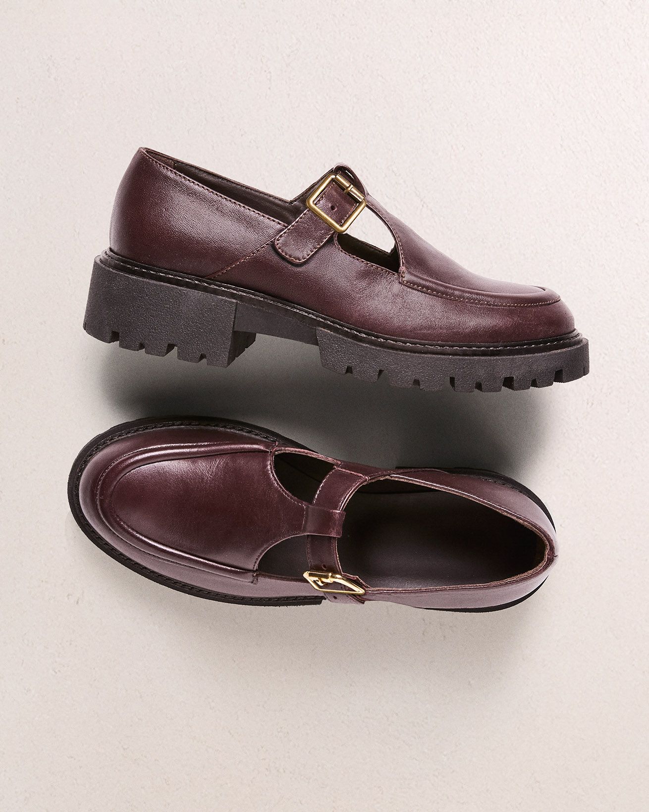 Chunky T Bar Leather Loafers
