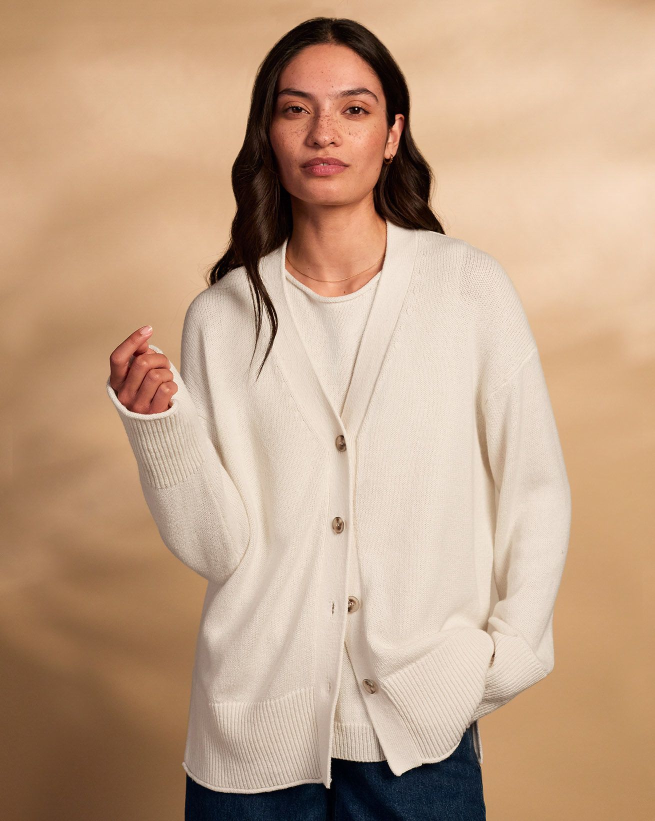 Organic Cotton Blend Drop Shoulder Slouch Cardigan