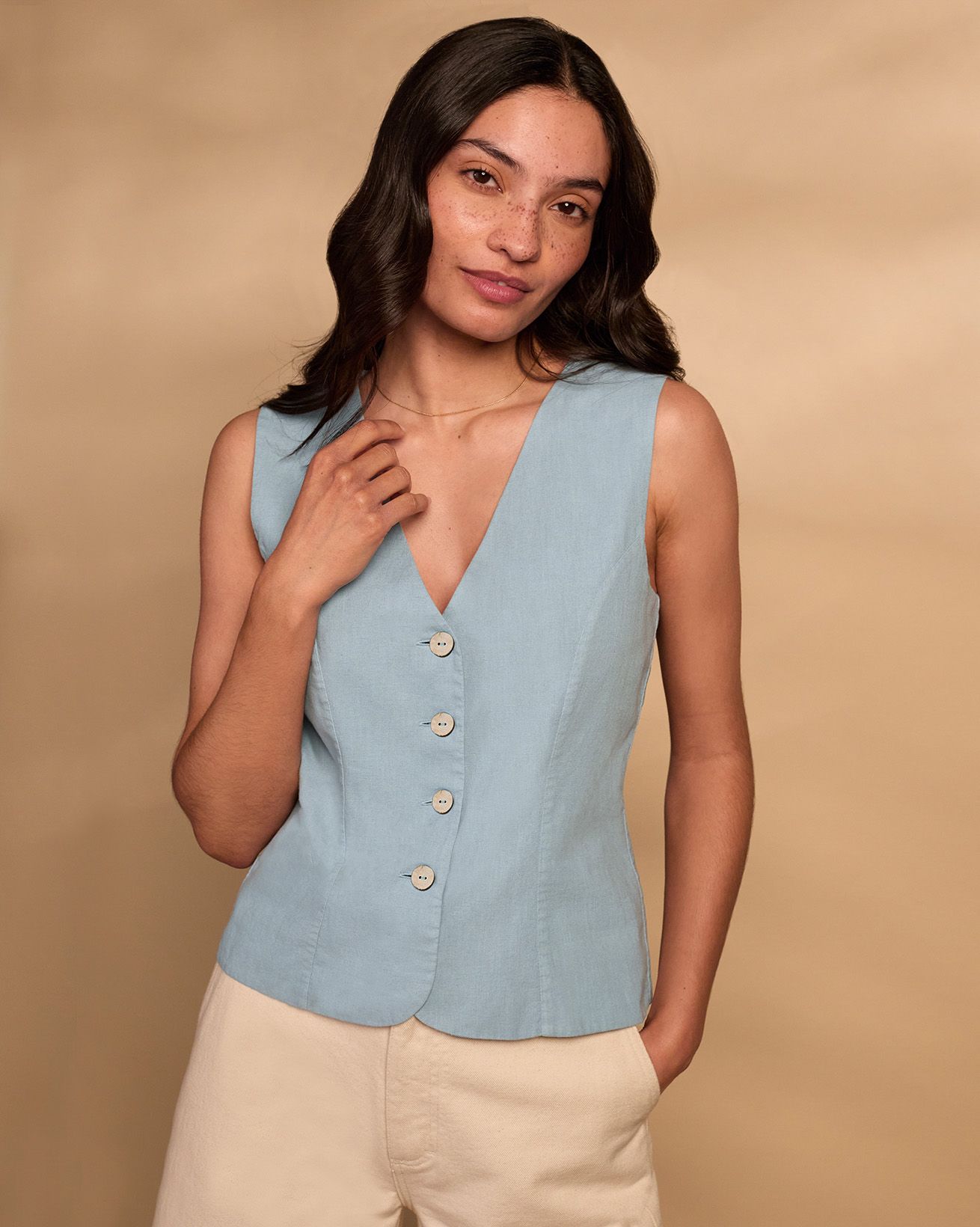 Linen Blend Waistcoat